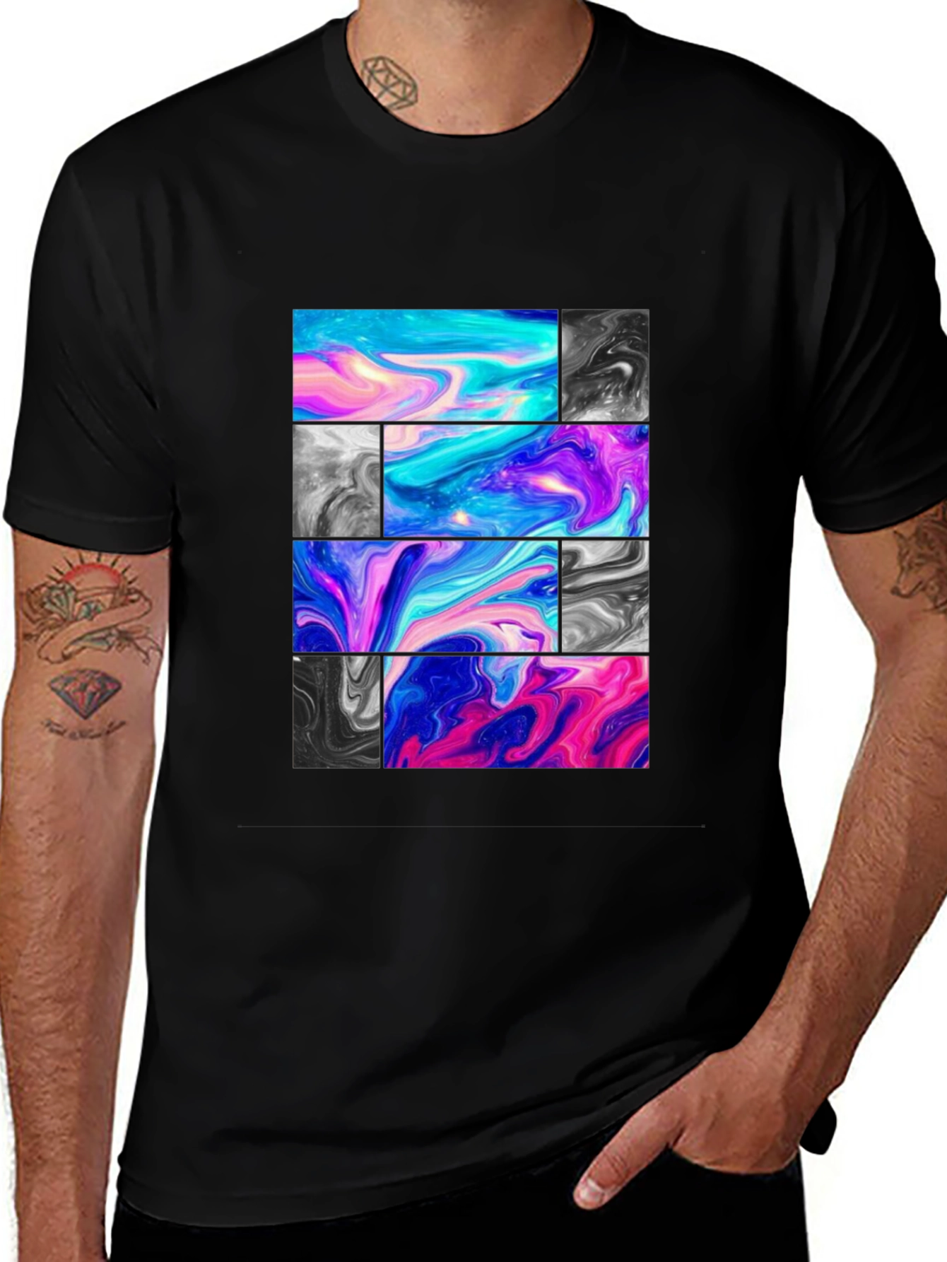 Abstract Marble Block Graphic Print T-Shirt