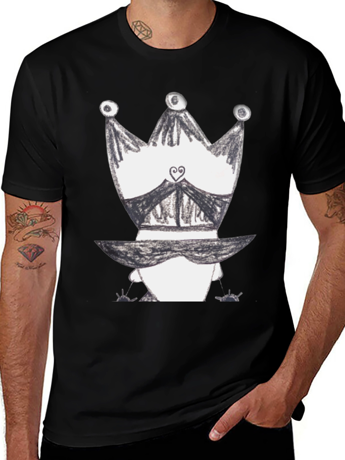 Variant 18 of Crown & Mustache Graphic Tee - Black