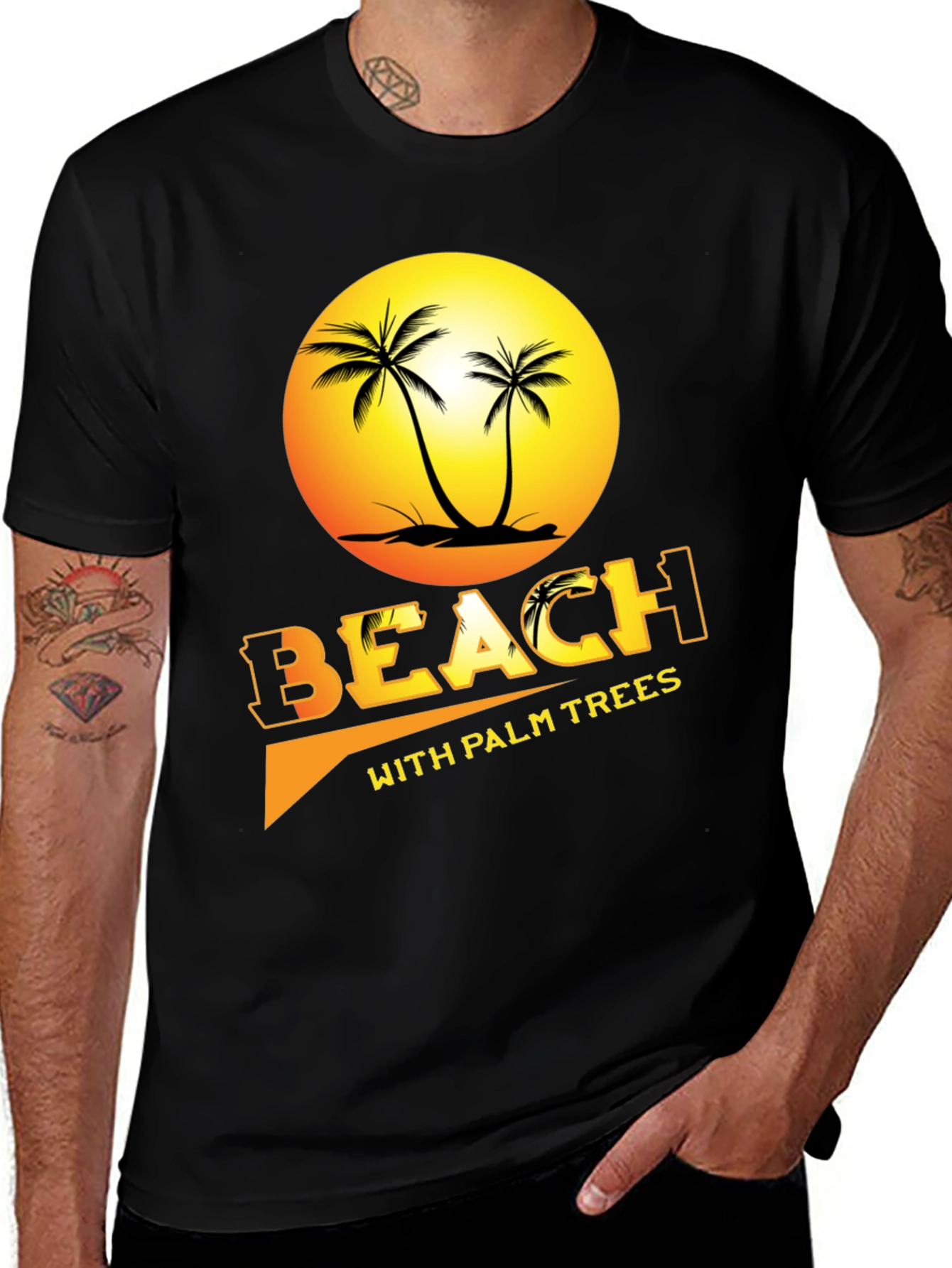 Variant 23 of Beach with Palm Trees Graphic Tee