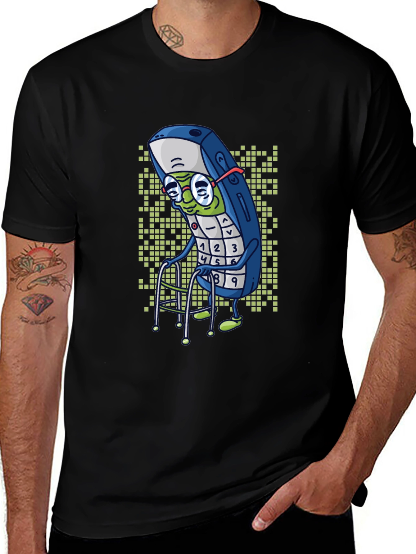 Variant 6 of Funny Old School Cell Phone T-Shirt