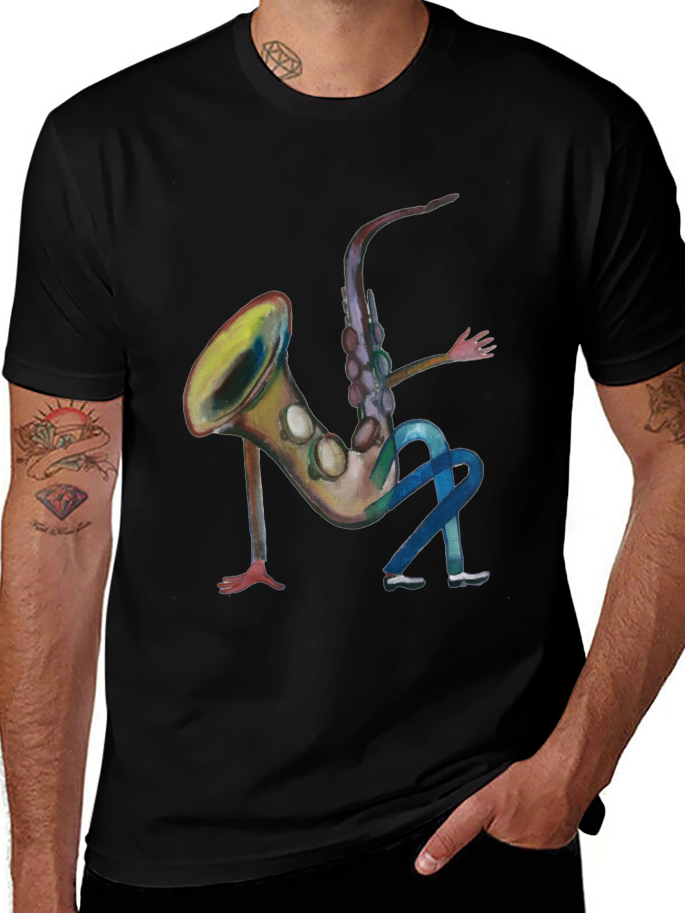 Variant 7 of Saxophone Man Black T-Shirt - Funny Music Tee