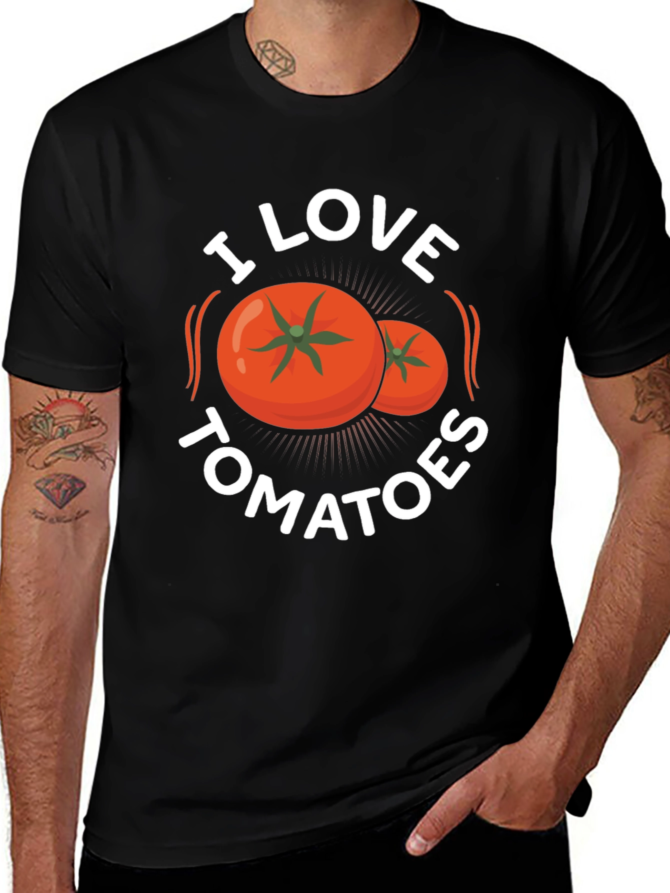 Variant 17 of I Love Tomatoes Black T-Shirt - Foodie Tee