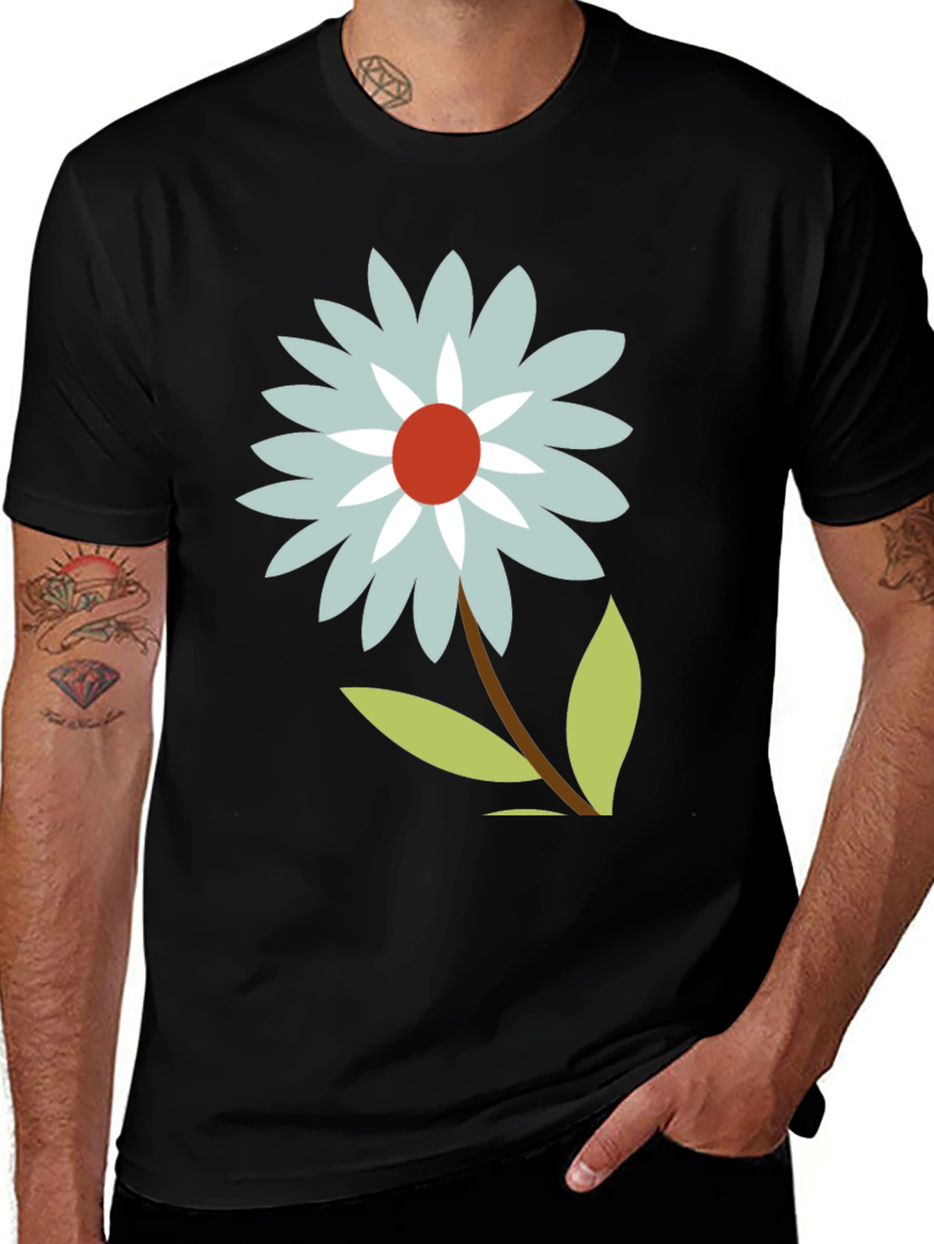 Variant 17 of Daisy Graphic Black T-Shirt