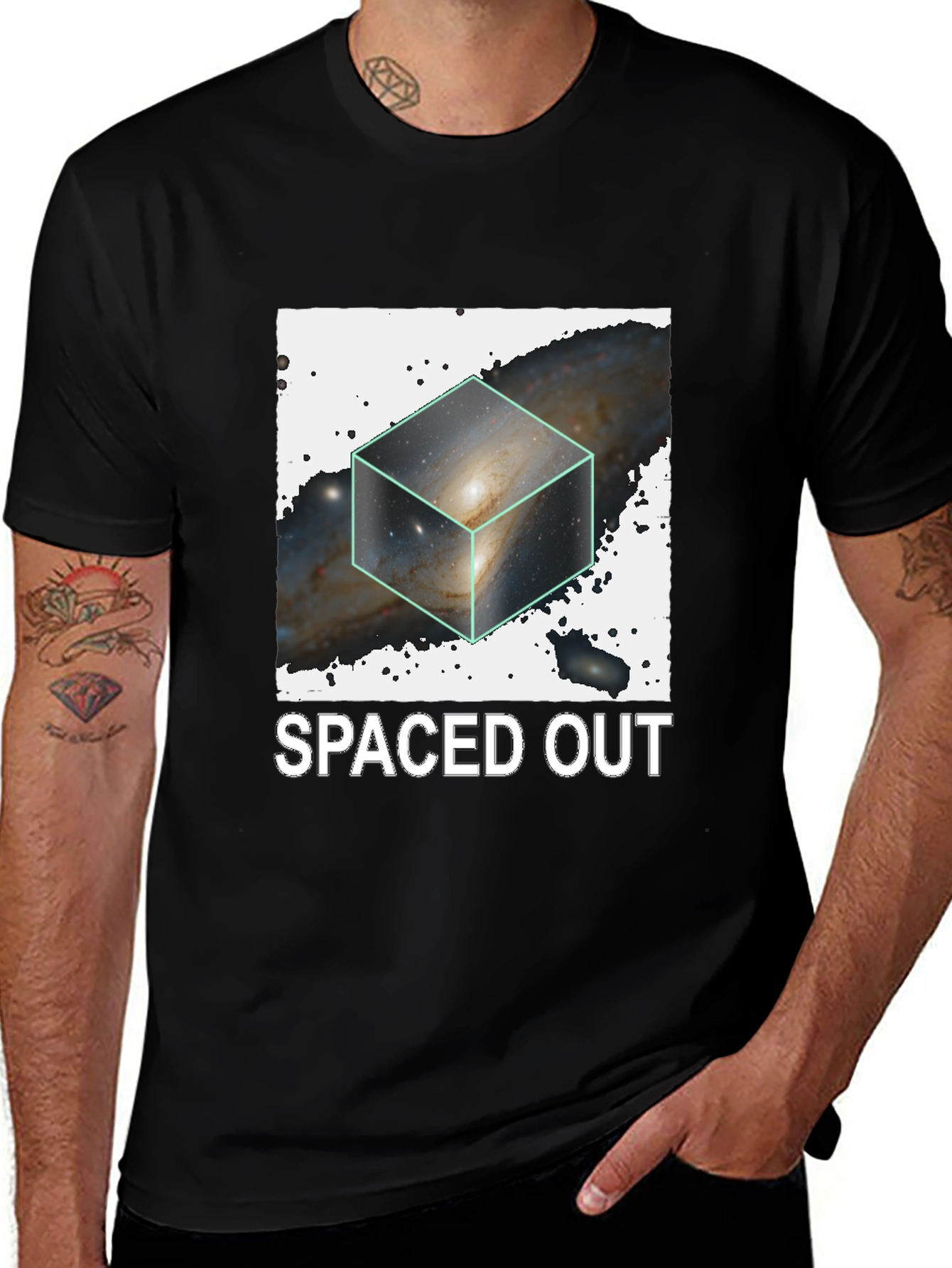 Variant 18 of Spaced Out Galaxy Cube Black T-Shirt