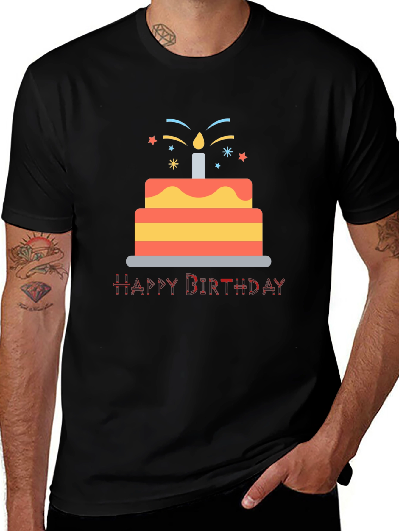 Variant 12 of Happy Birthday Cake Graphic T-Shirt
