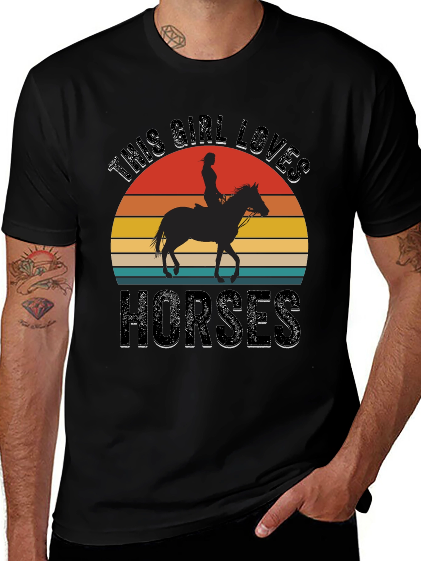 Variant 23 of Girl Loves Horses Sunset Graphic Tee