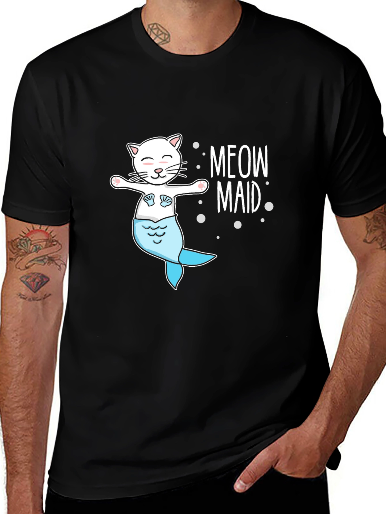 Variant 6 of Meow Maid Cat Mermaid Graphic T-Shirt