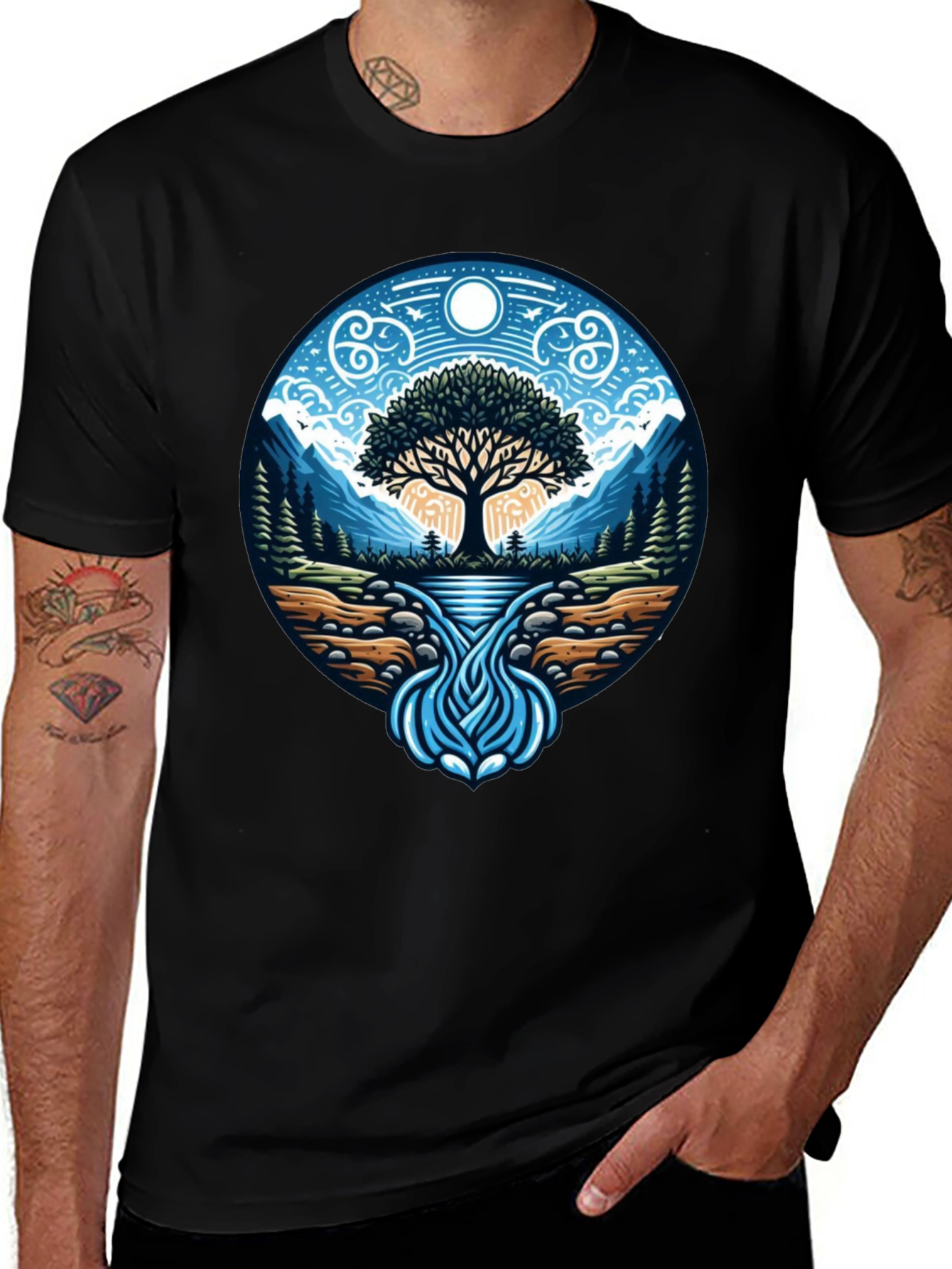 Nature Tree of Life Graphic Tee - Soft Black Cotton Shirt
