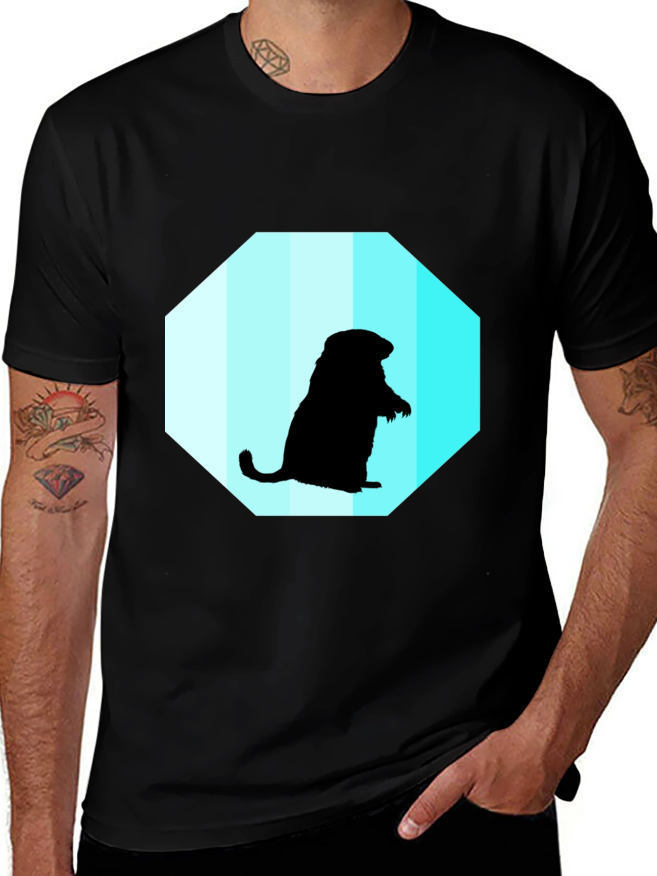 Variant 12 of Groundhog Graphic Tee - Black Cotton Blend