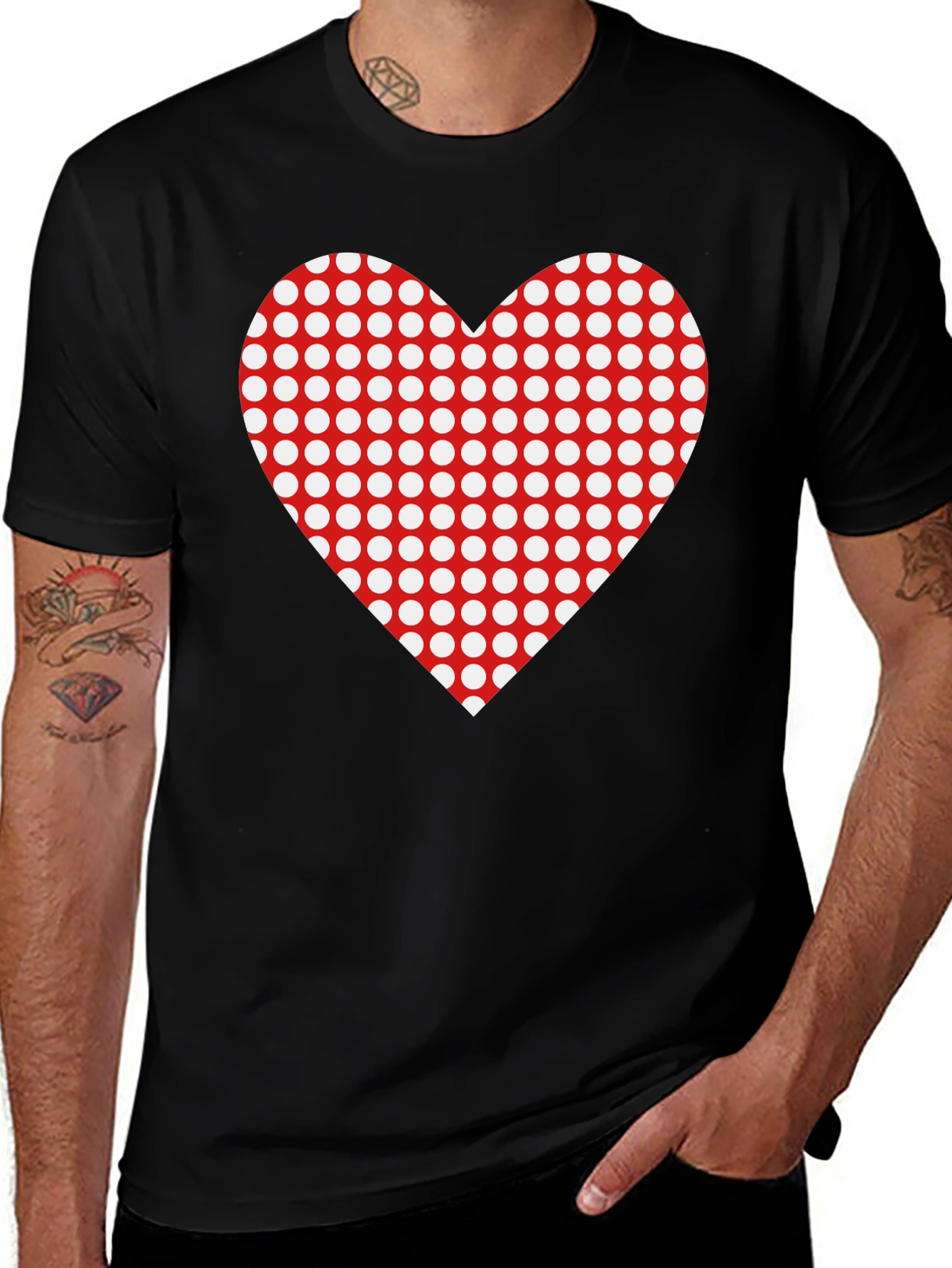 Variant 9 of Polka Dot Heart Tee - Stylish Black T-Shirt