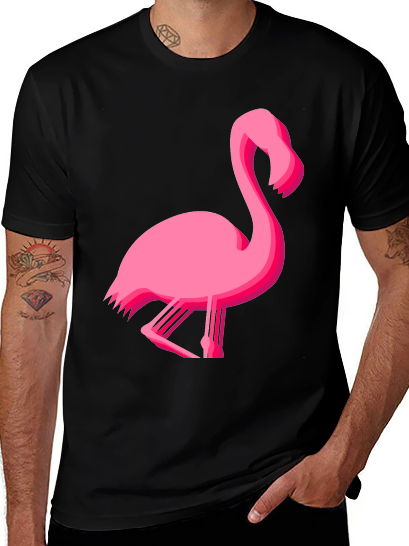 Variant 6 of Pink Flamingo Graphic Tee - Black