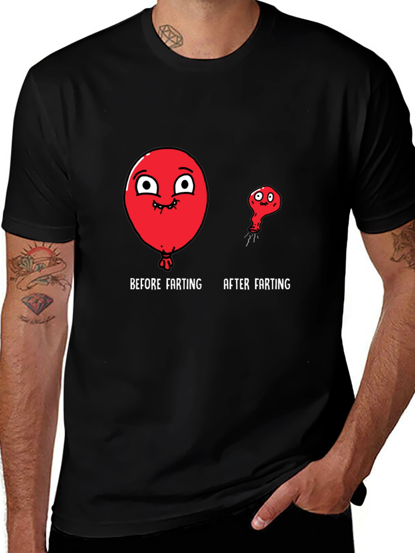 Variant 7 of Funny Balloon Before & After Farting T-Shirt