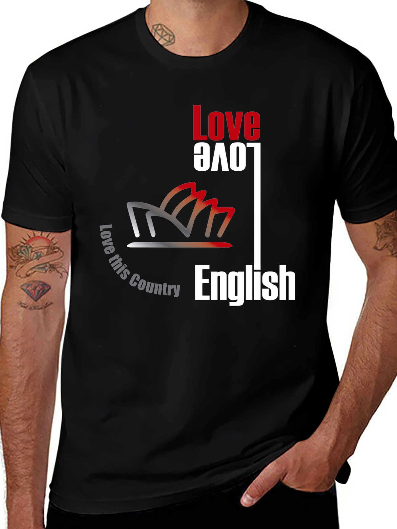 Love This Country English Black Graphic Tee