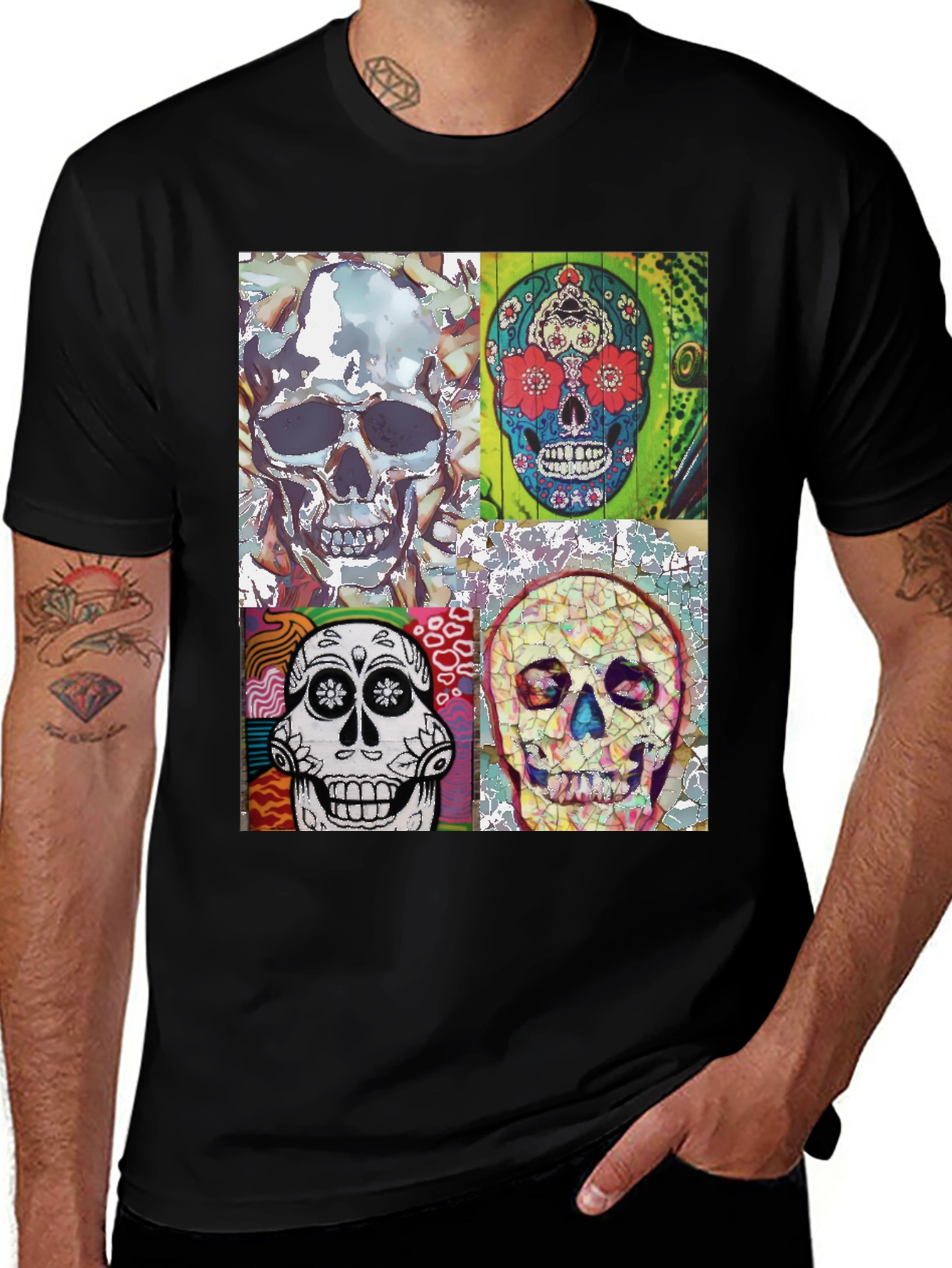Variant 12 of Sugar Skull Tee - Artistic Skull Design