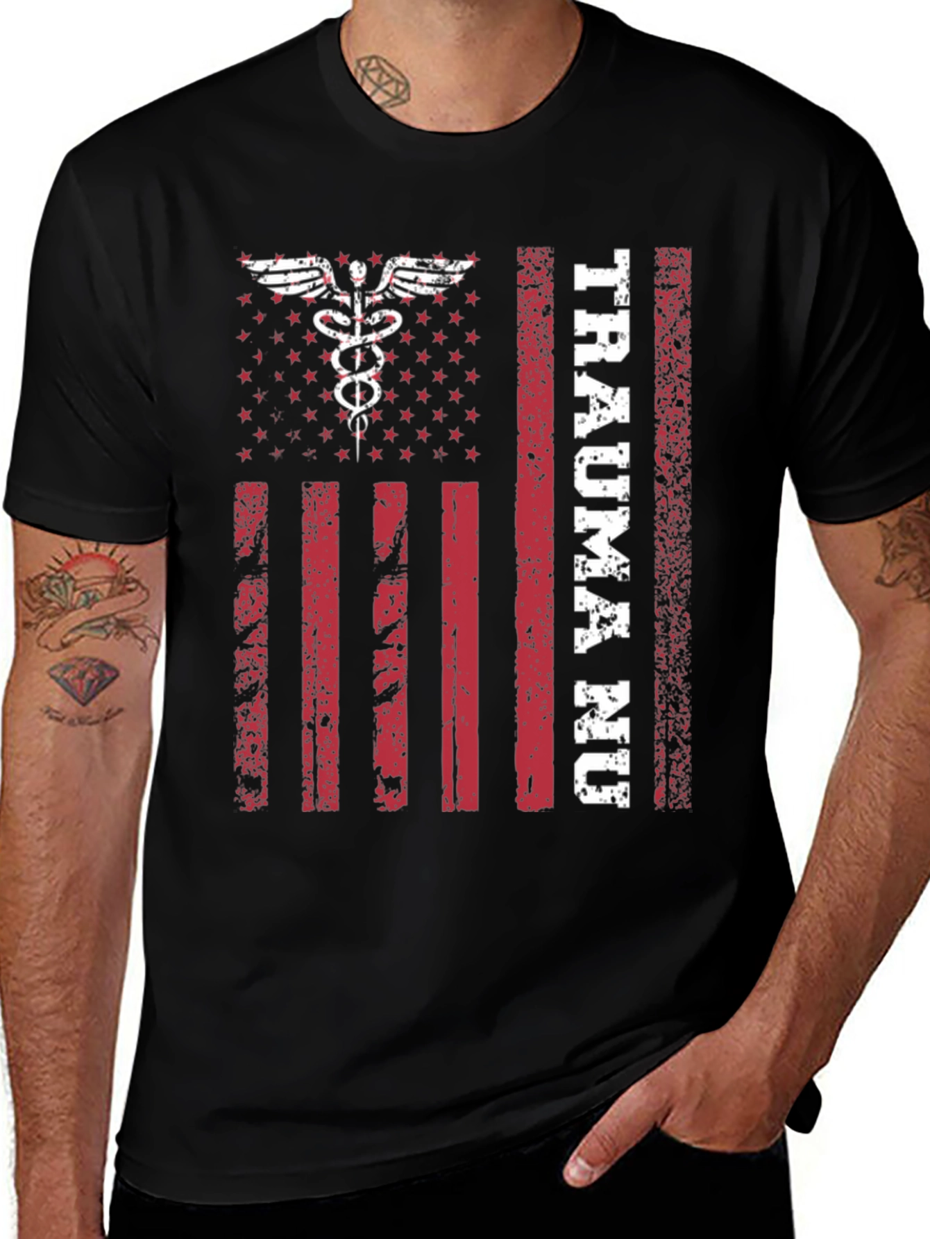 Trauma Nurse American Flag T-Shirt