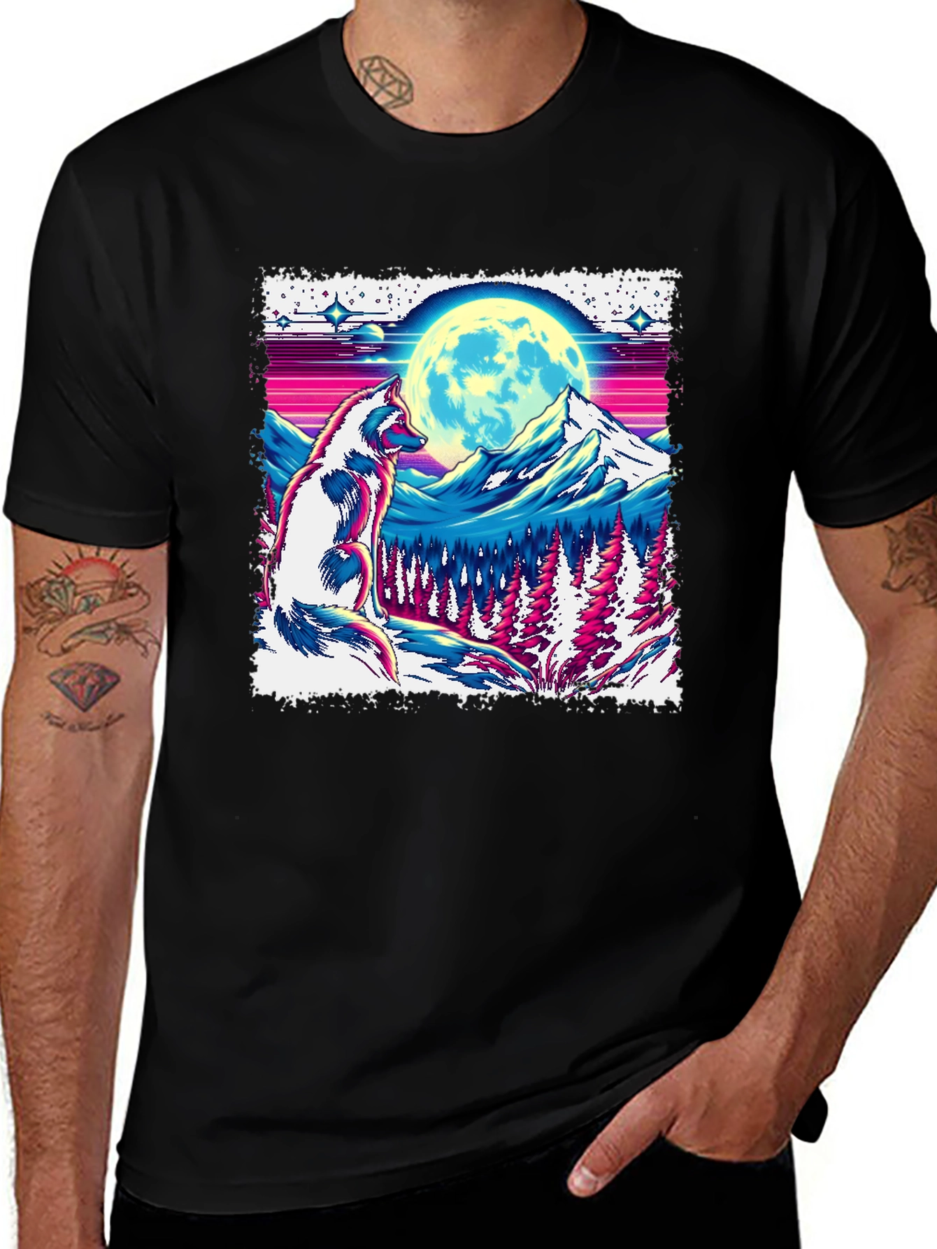 Variant 14 of Wolf Moon Mountain Graphic T-Shirt