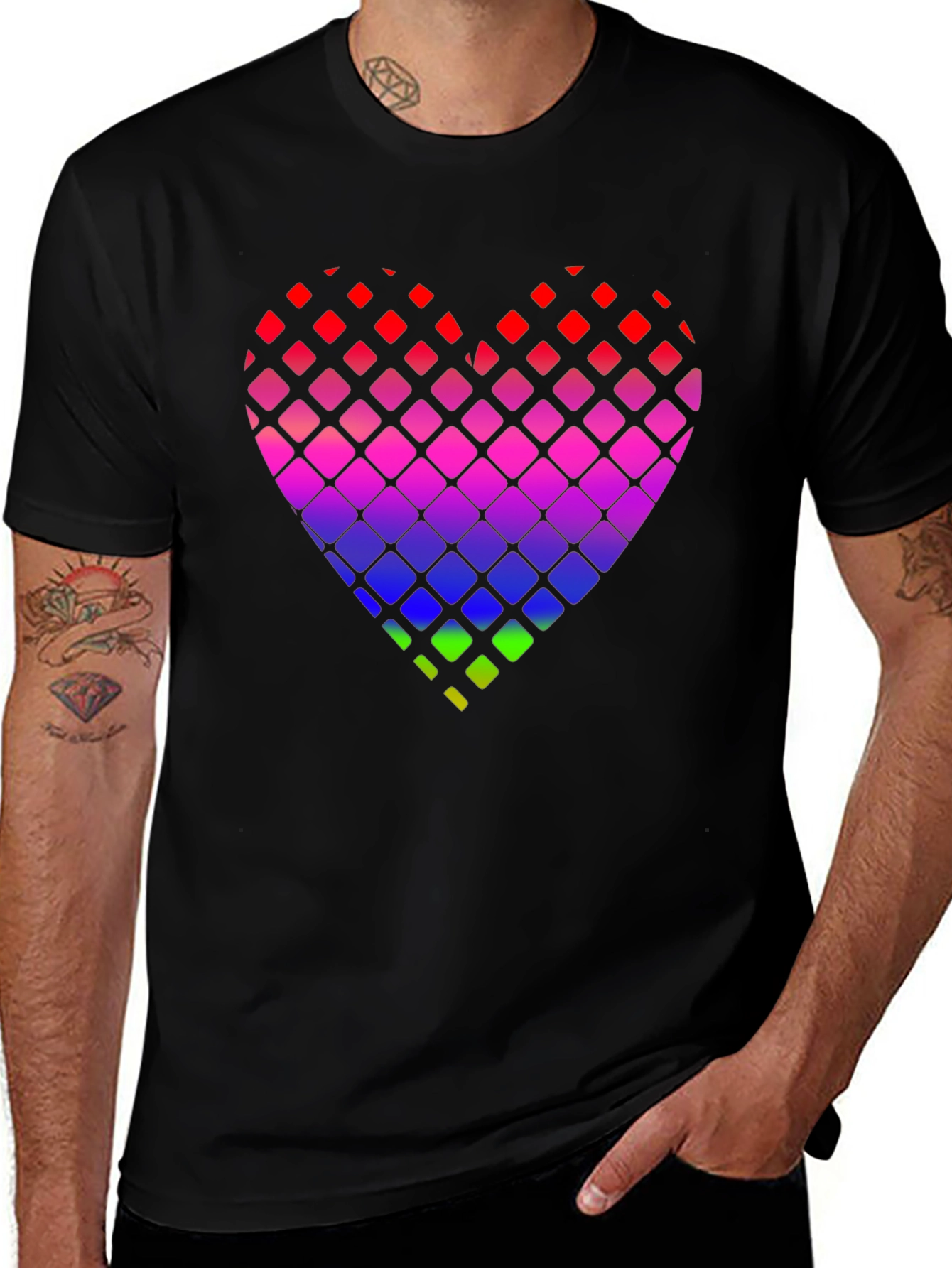Variant 17 of Rainbow Pixel Heart Graphic Tee
