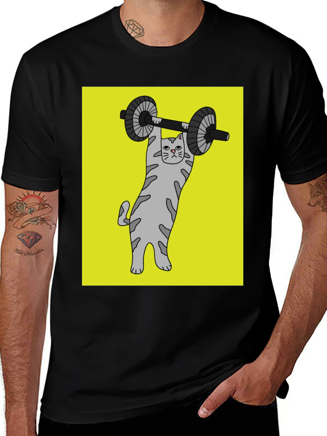Cat Lifting Weights Graphic Tee