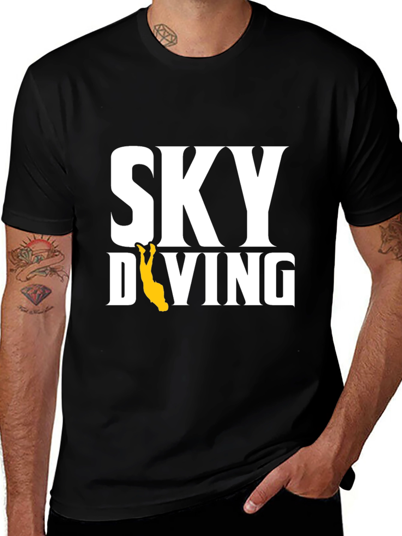 Variant 25 of Skydiving Graphic Tee - Black Cotton T-Shirt
