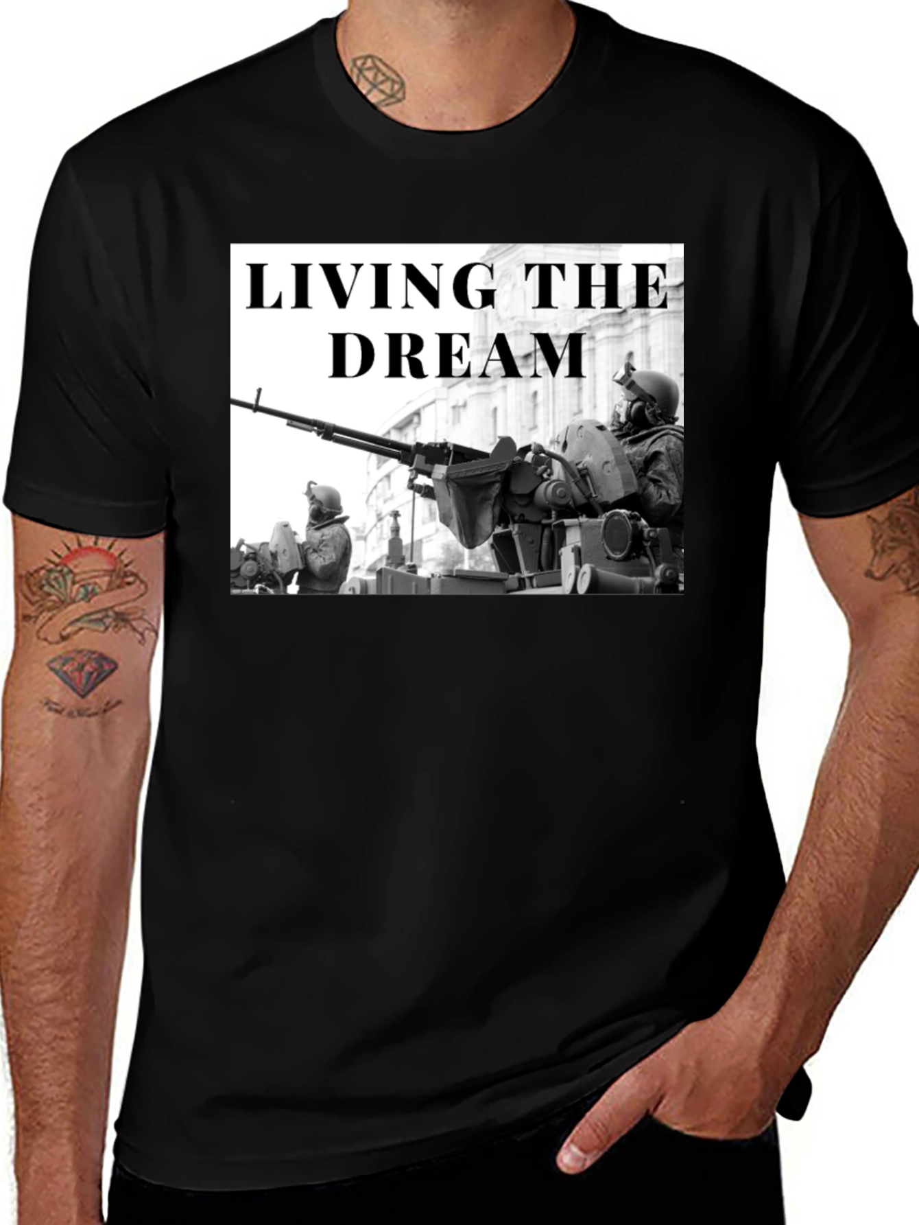 Variant 26 of Living the Dream Military Graphic T-Shirt