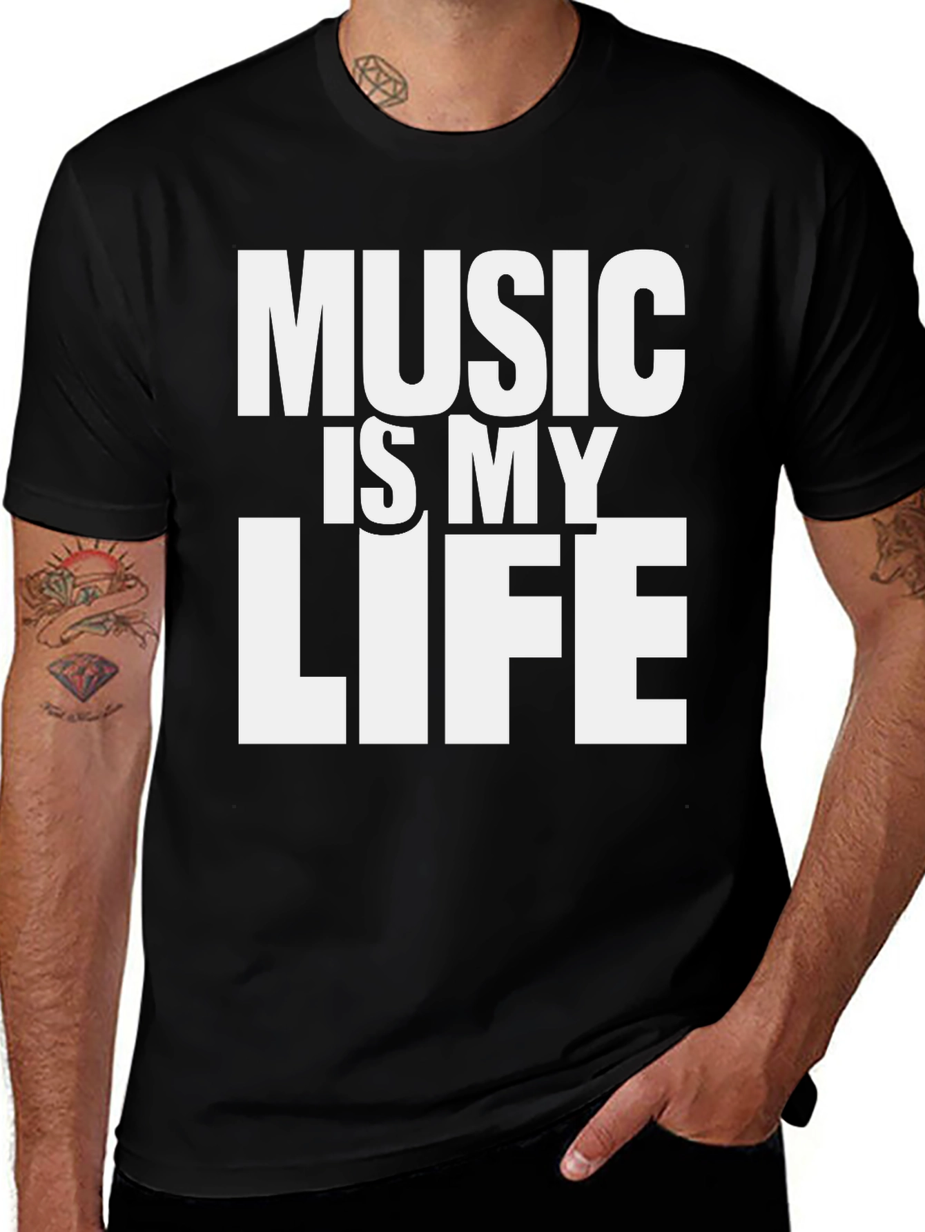 Variant 26 of Music is My Life Graphic T-Shirt - Black