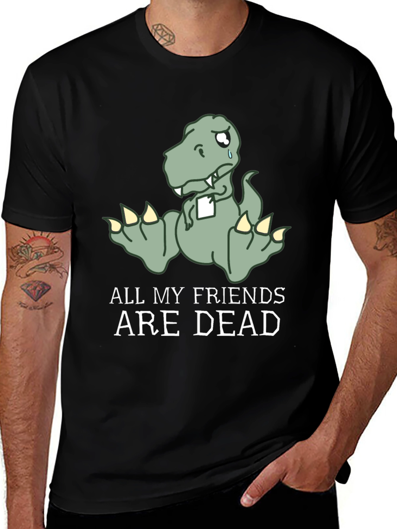 Variant 13 of Sad Dinosaur Graphic T-Shirt - All My Friends Are Dead