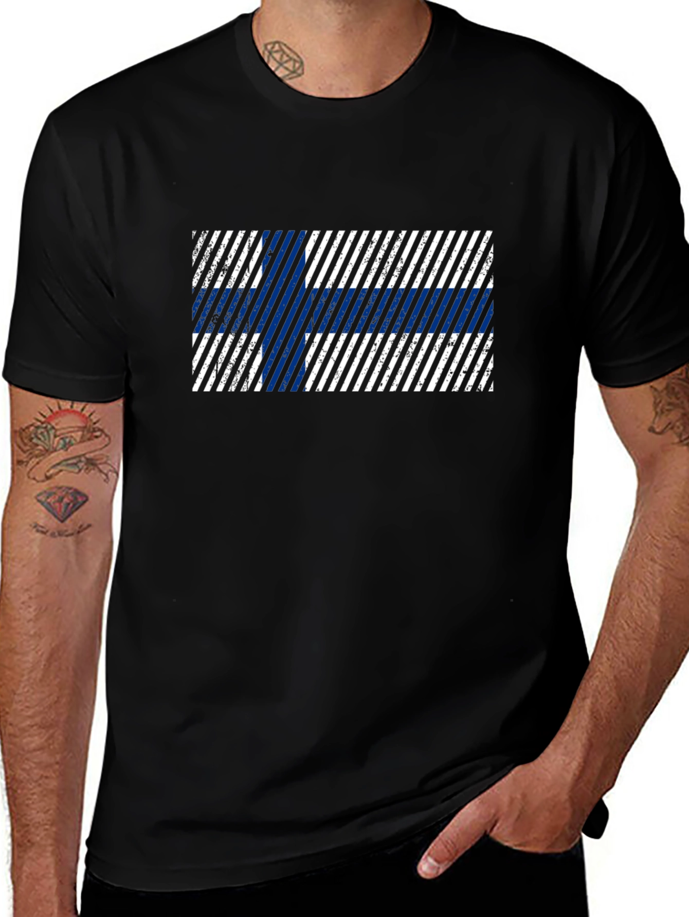 Finland Flag Distressed Graphic T-Shirt