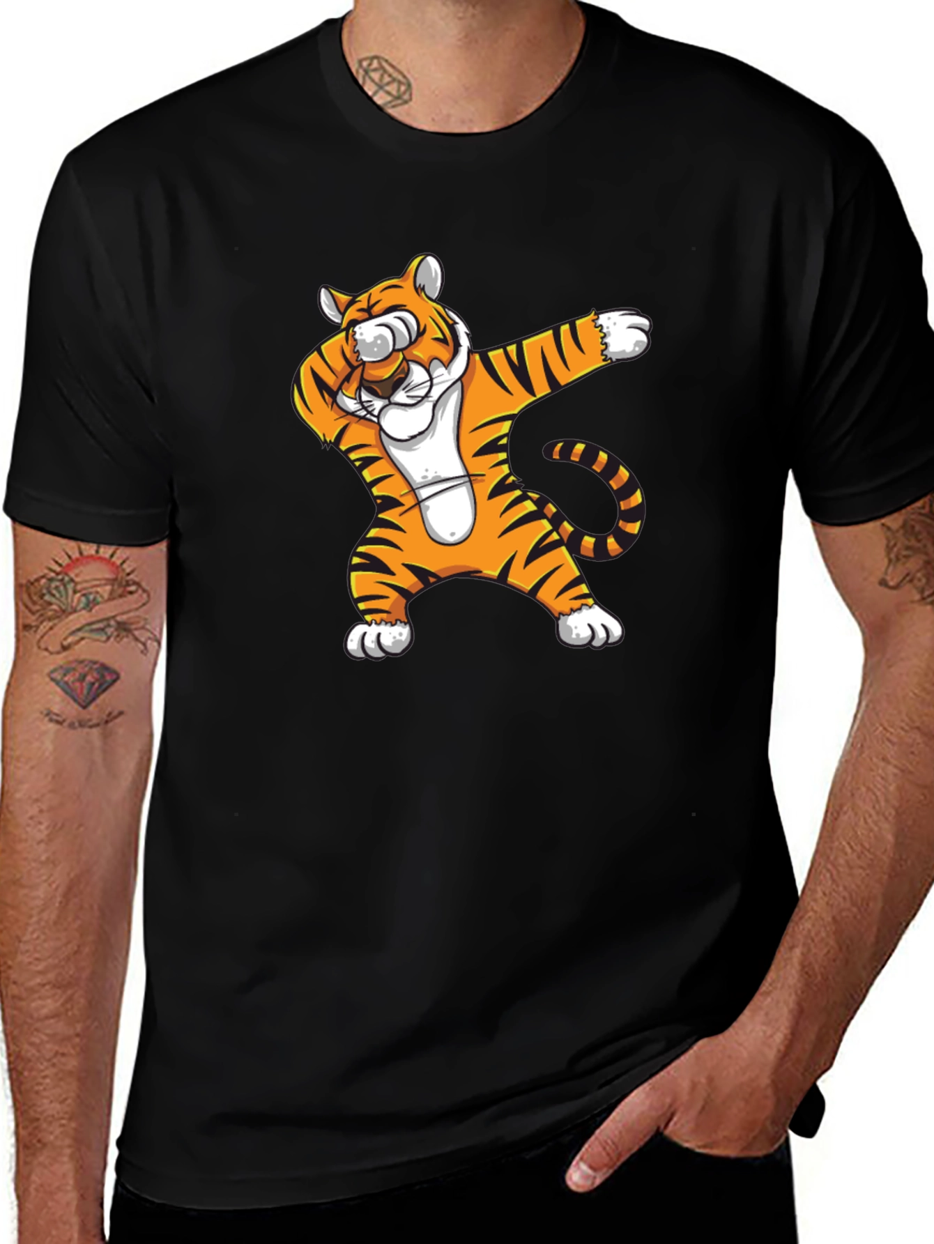 Variant 10 of Dabbing Tiger Graphic T-Shirt - Cool Animal Tee