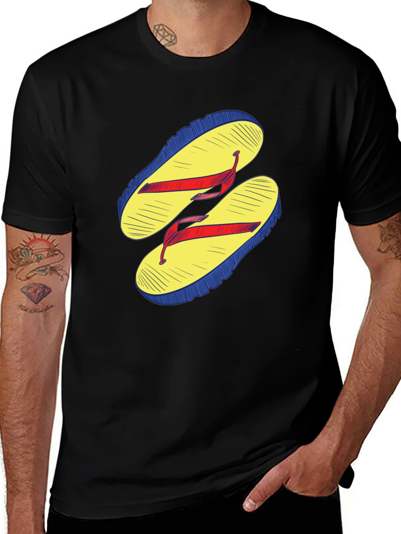 Variant 7 of Flip Flop Graphic Tee - Casual Black T-Shirt