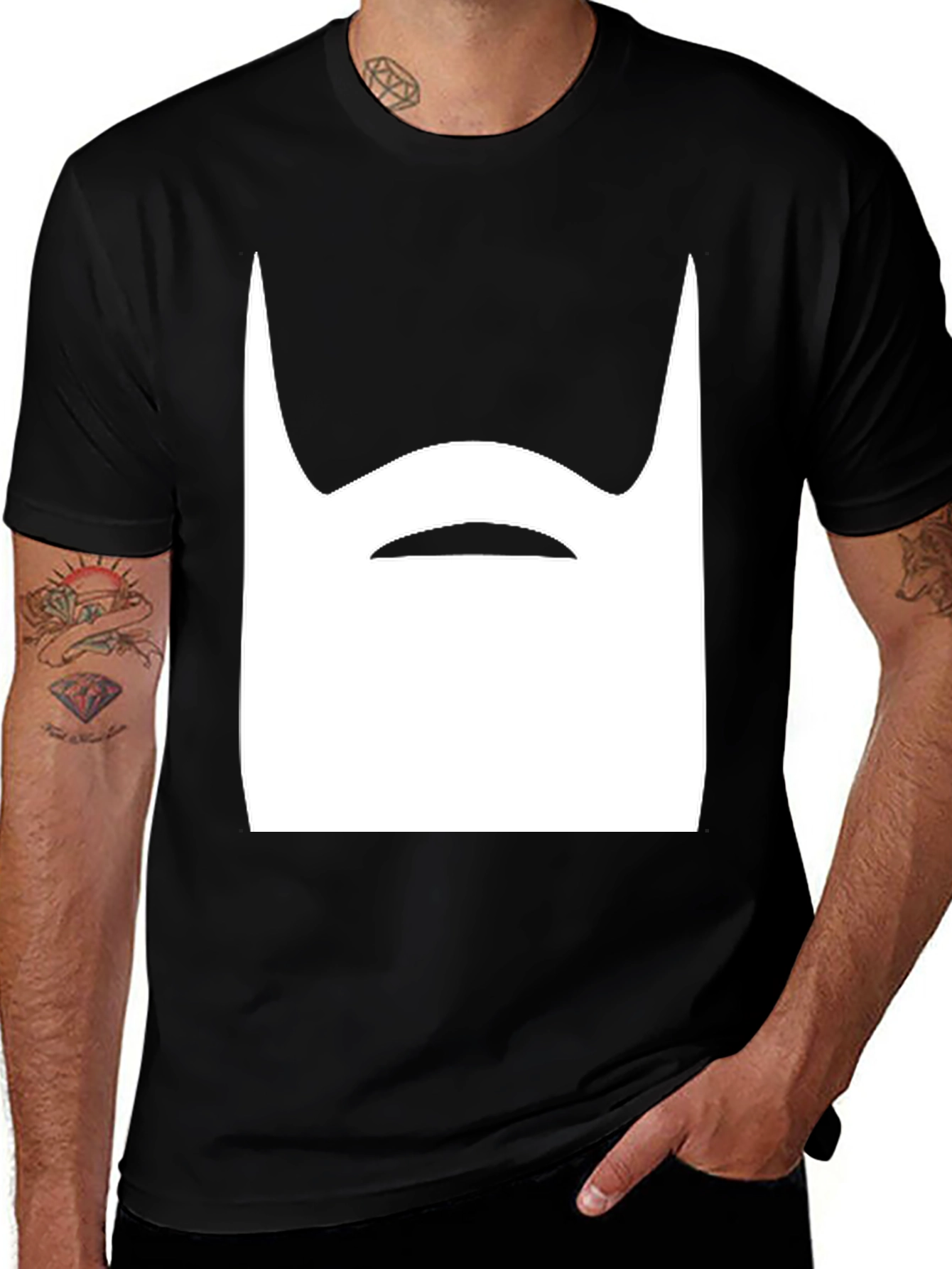 Variant 16 of Funny Beard Graphic Tee - Men's Black T-Shirt