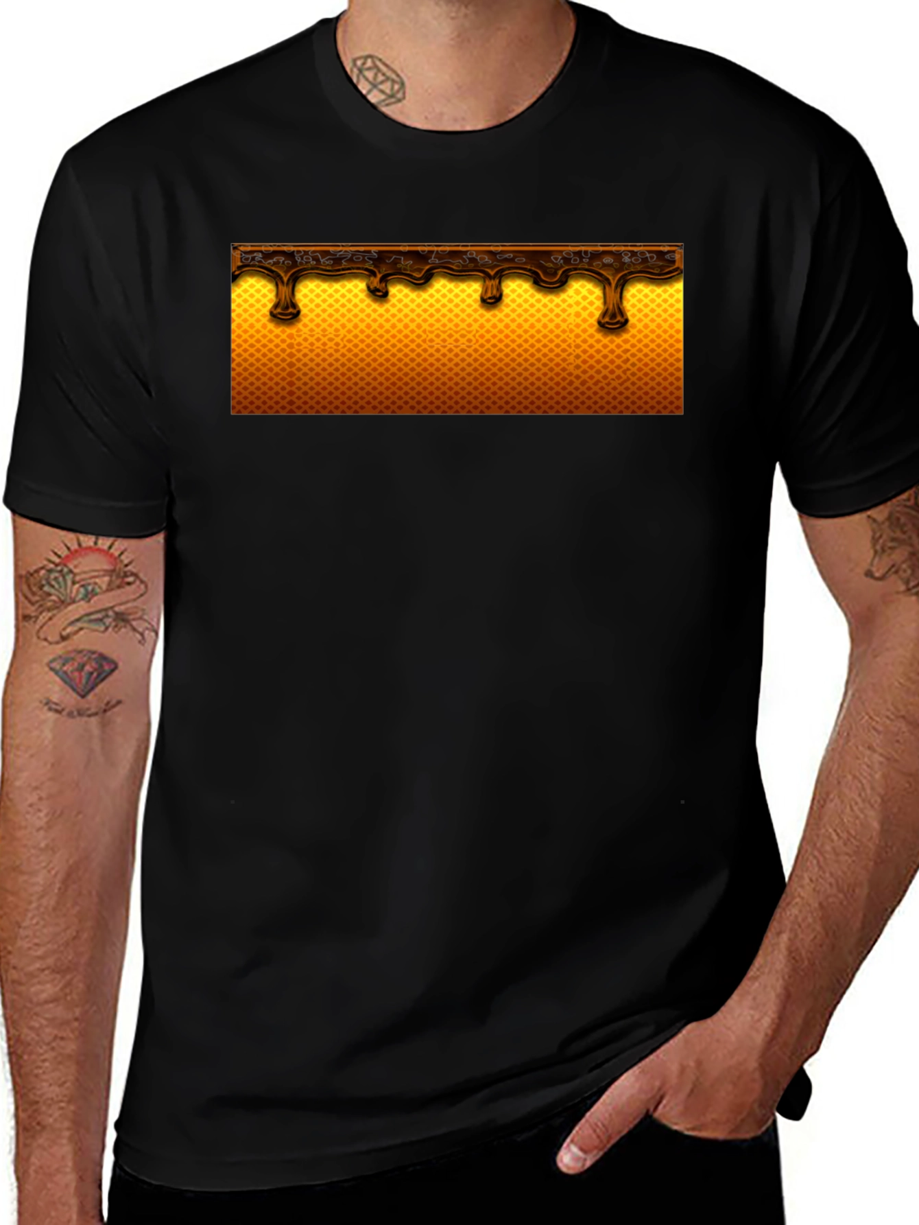 Variant 20 of Honey Drip Pattern Black T-Shirt