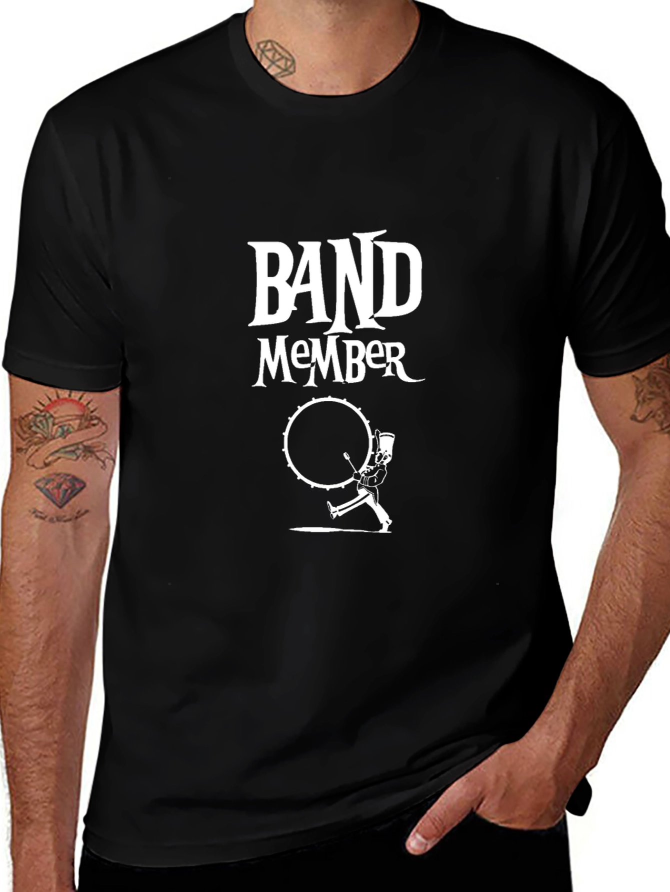Band Member Drum T-Shirt - Black Cotton Tee