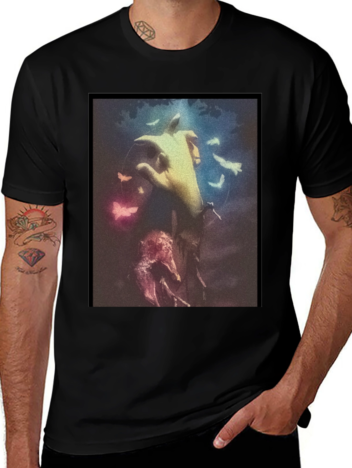 Variant 18 of Artistic Hand Graphic Black T-Shirt