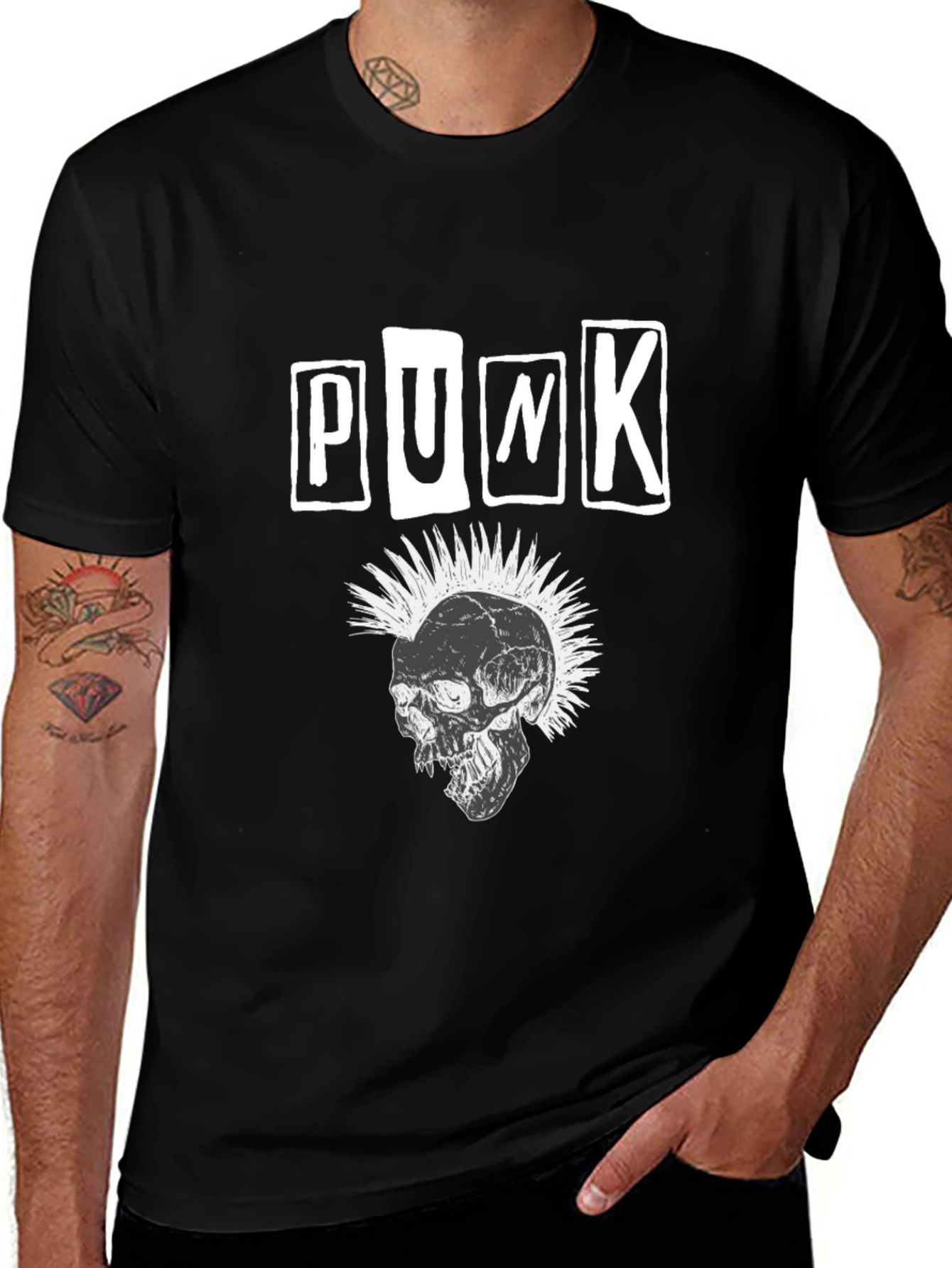 Variant 16 of Punk Skull Graphic T-Shirt - Black