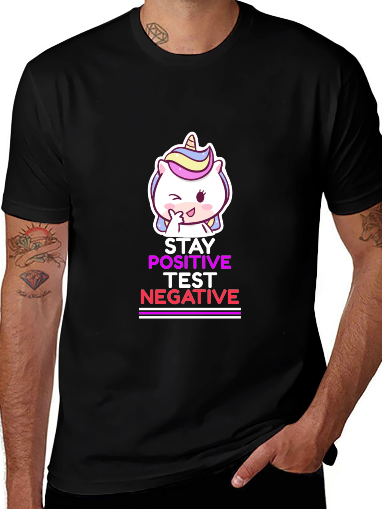 Variant 16 of Stay Positive Test Negative Black T-Shirt