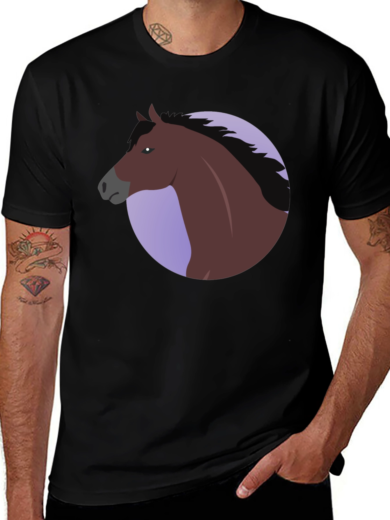 Variant 19 of Horse Graphic T-Shirt - Black Cotton Blend