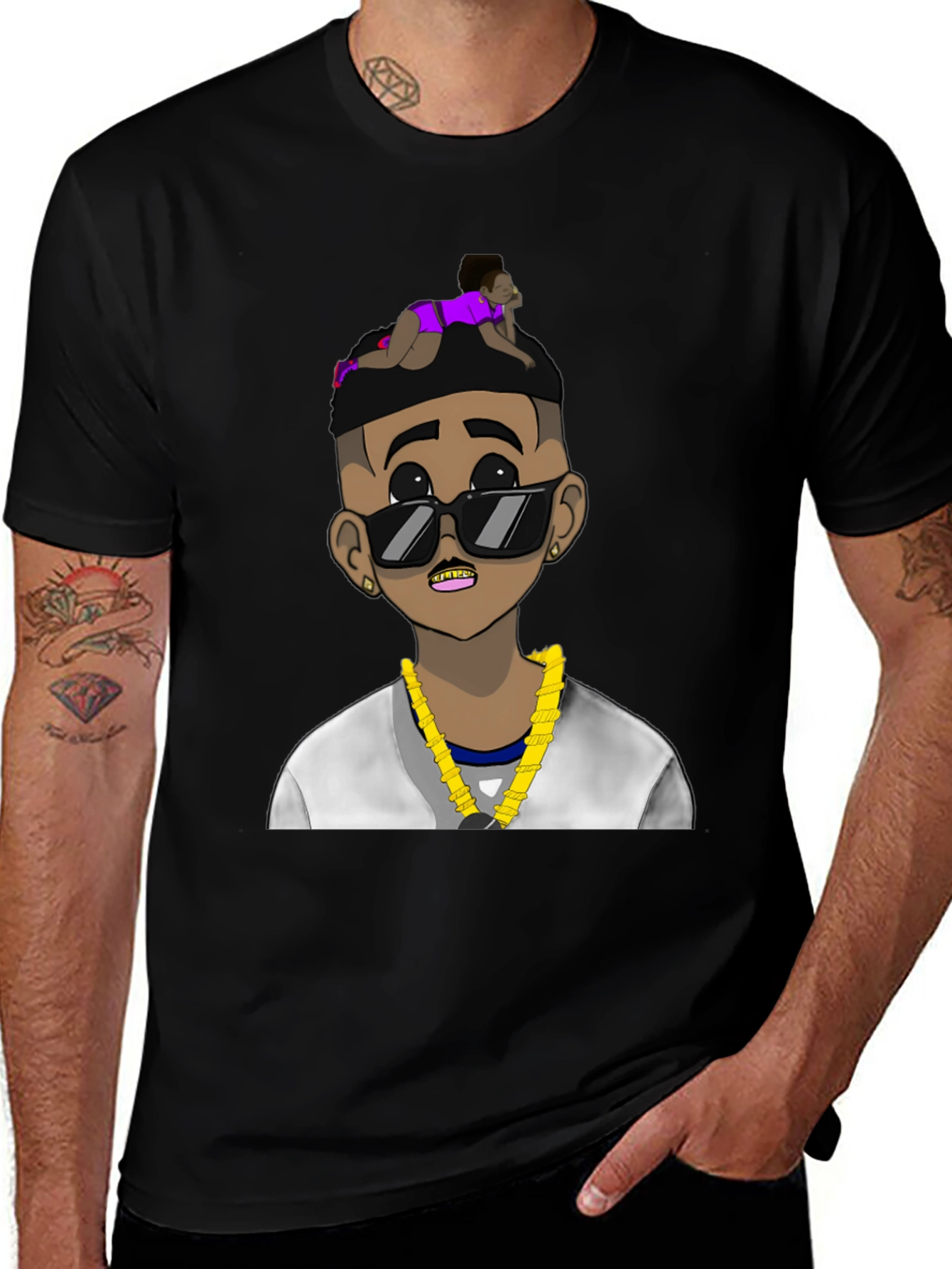 Variant 23 of Cartoon Character Black T-Shirt