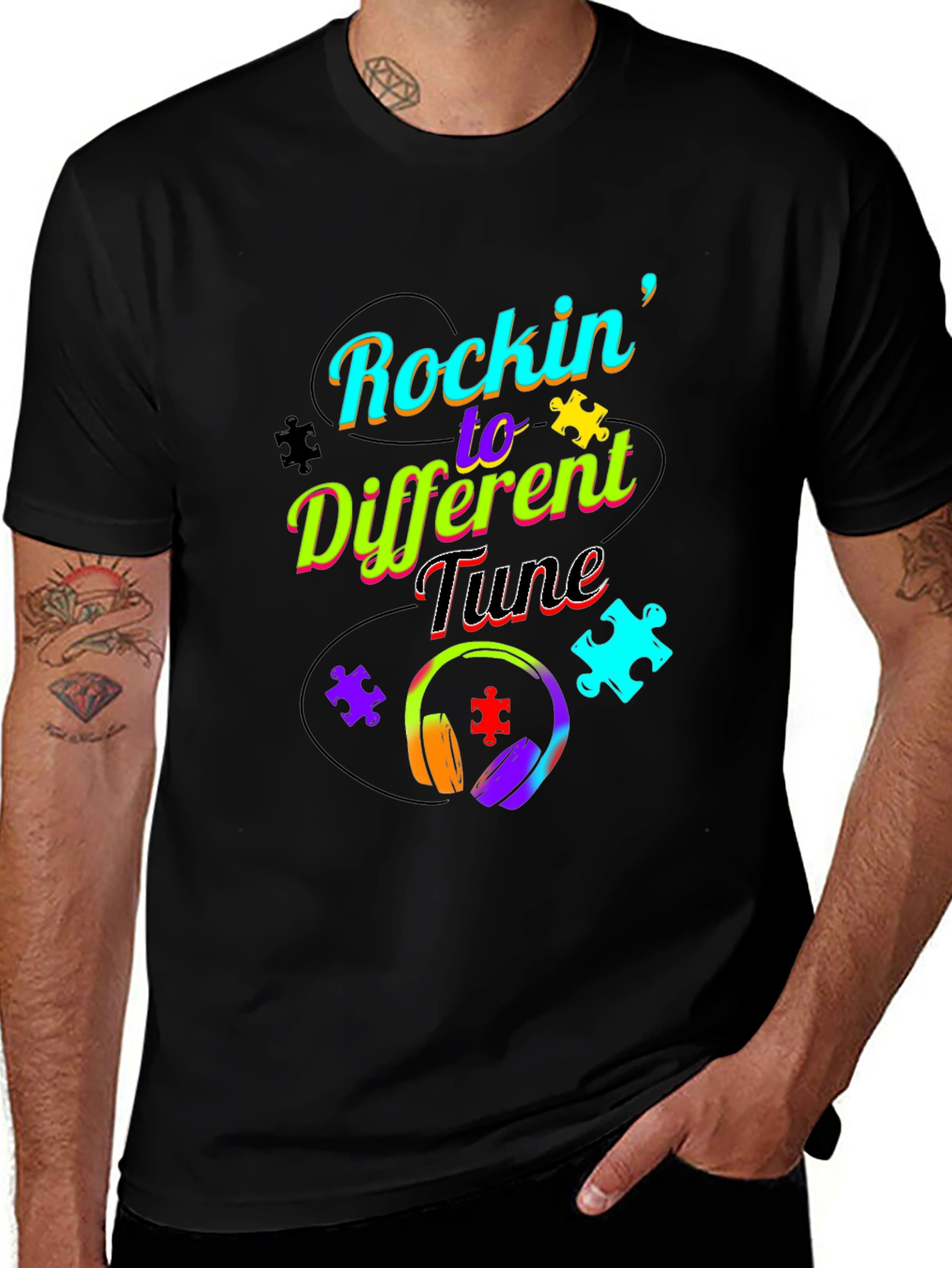 Variant 29 of Rockin' to a Different Tune T-Shirt Autism Awareness