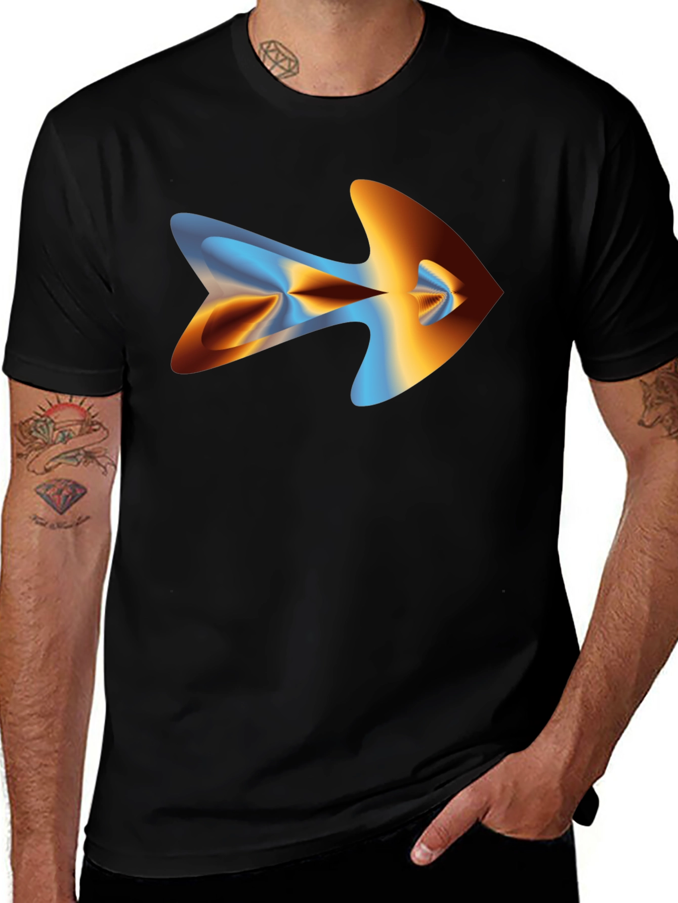 Variant 10 of Abstract Arrow Graphic Tee - Men's Black T-Shirt