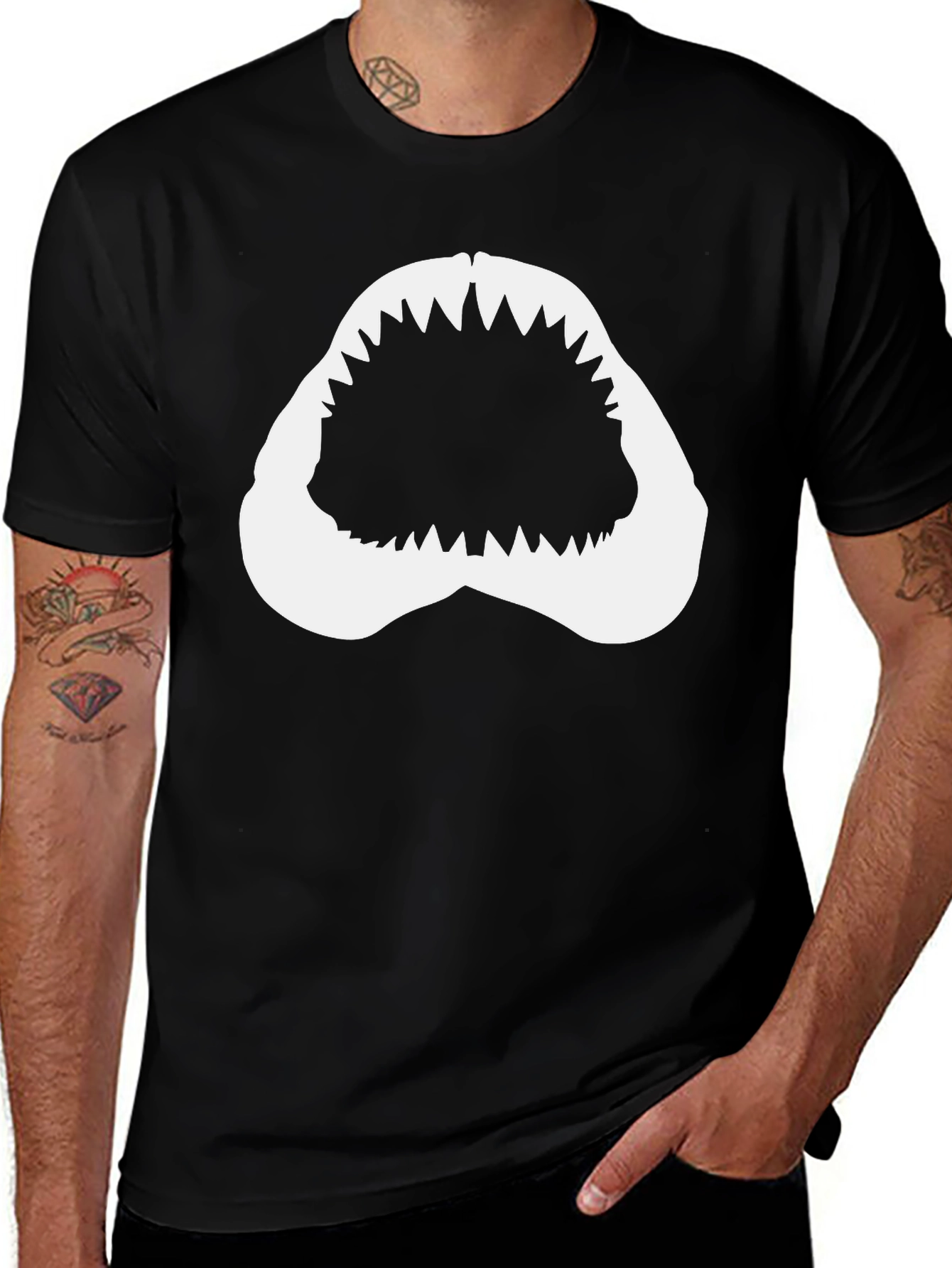 Variant 24 of Shark Teeth Graphic Black T-Shirt
