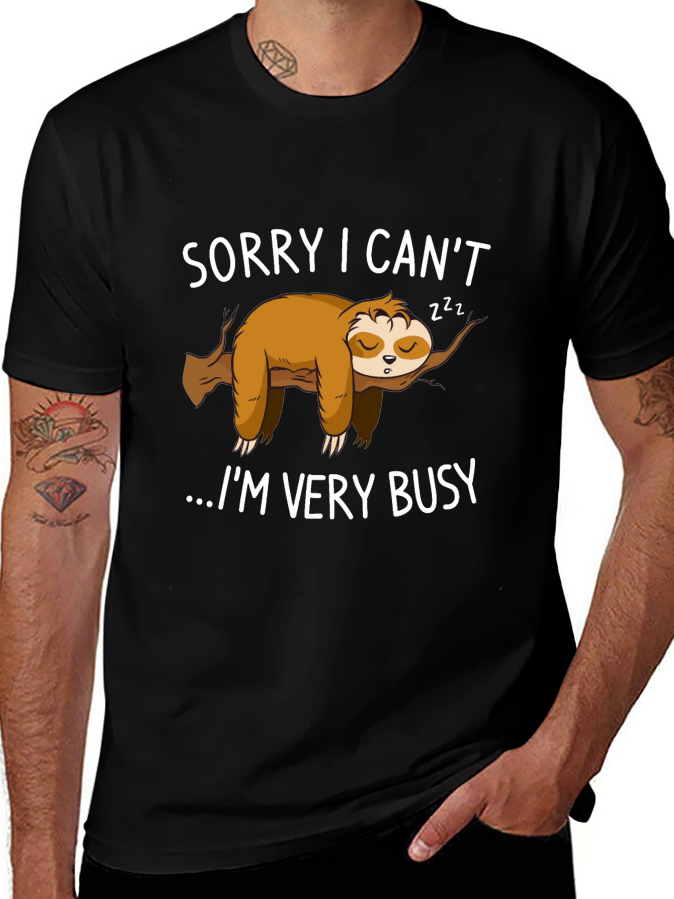 Variant 30 of Lazy Sloth Graphic T-Shirt - Sorry I Can't...