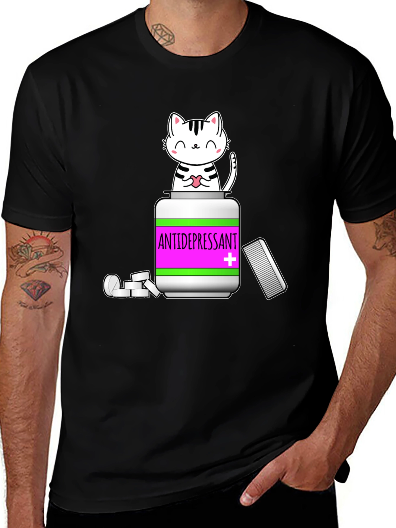 Variant 3 of Antidepressant Cat T-Shirt - Cute Kawaii Graphic Tee