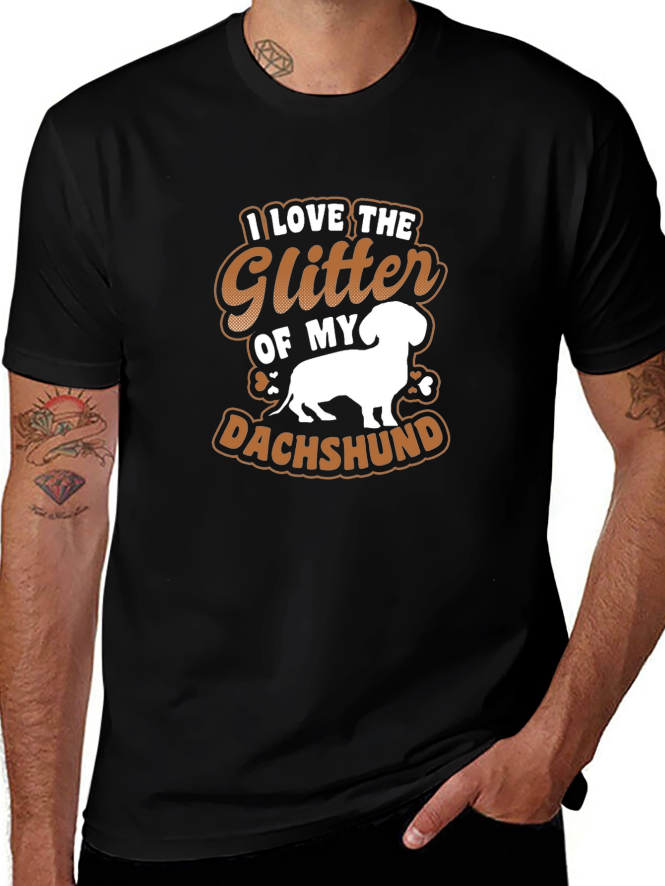 Variant 17 of I Love the Glitter of My Dachshund Black T-Shirt