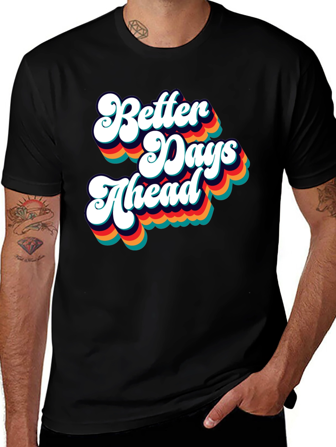 Variant 25 of Retro "Better Days Ahead" Black Graphic Tee