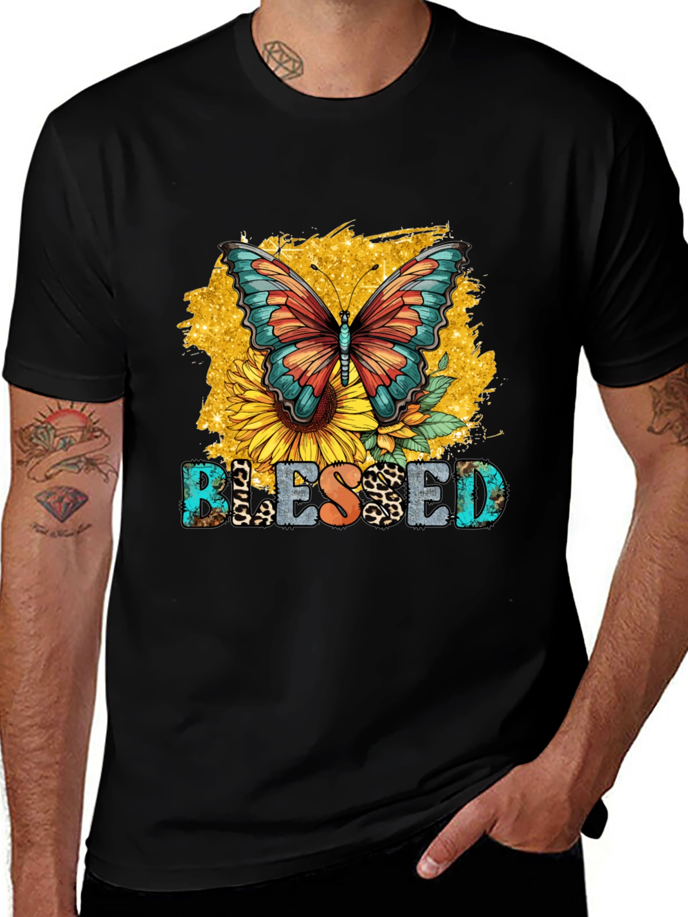 Variant 20 of Blessed Butterfly Sunflower Graphic T-Shirt