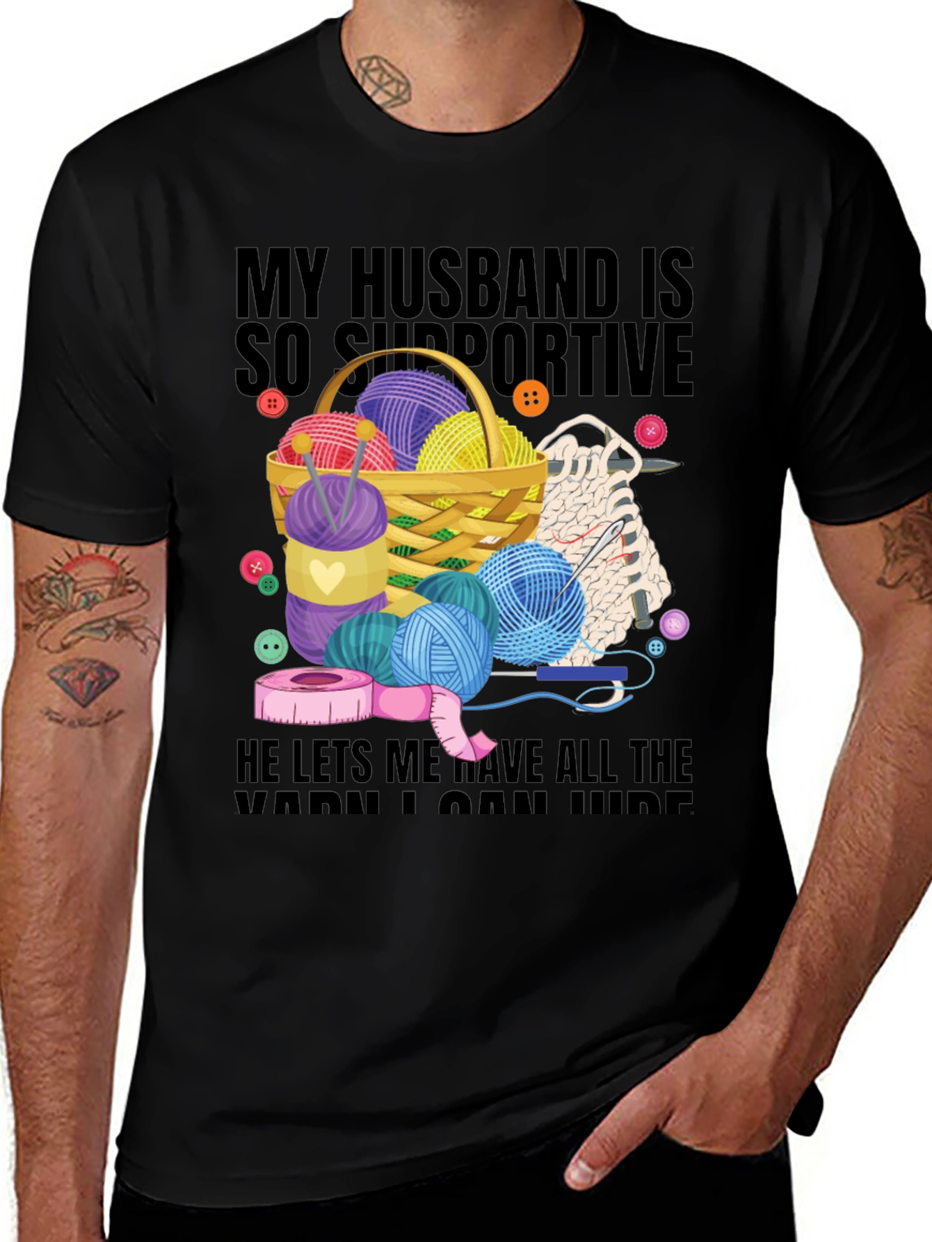 Husband Supportive Yarn Lover T-Shirt