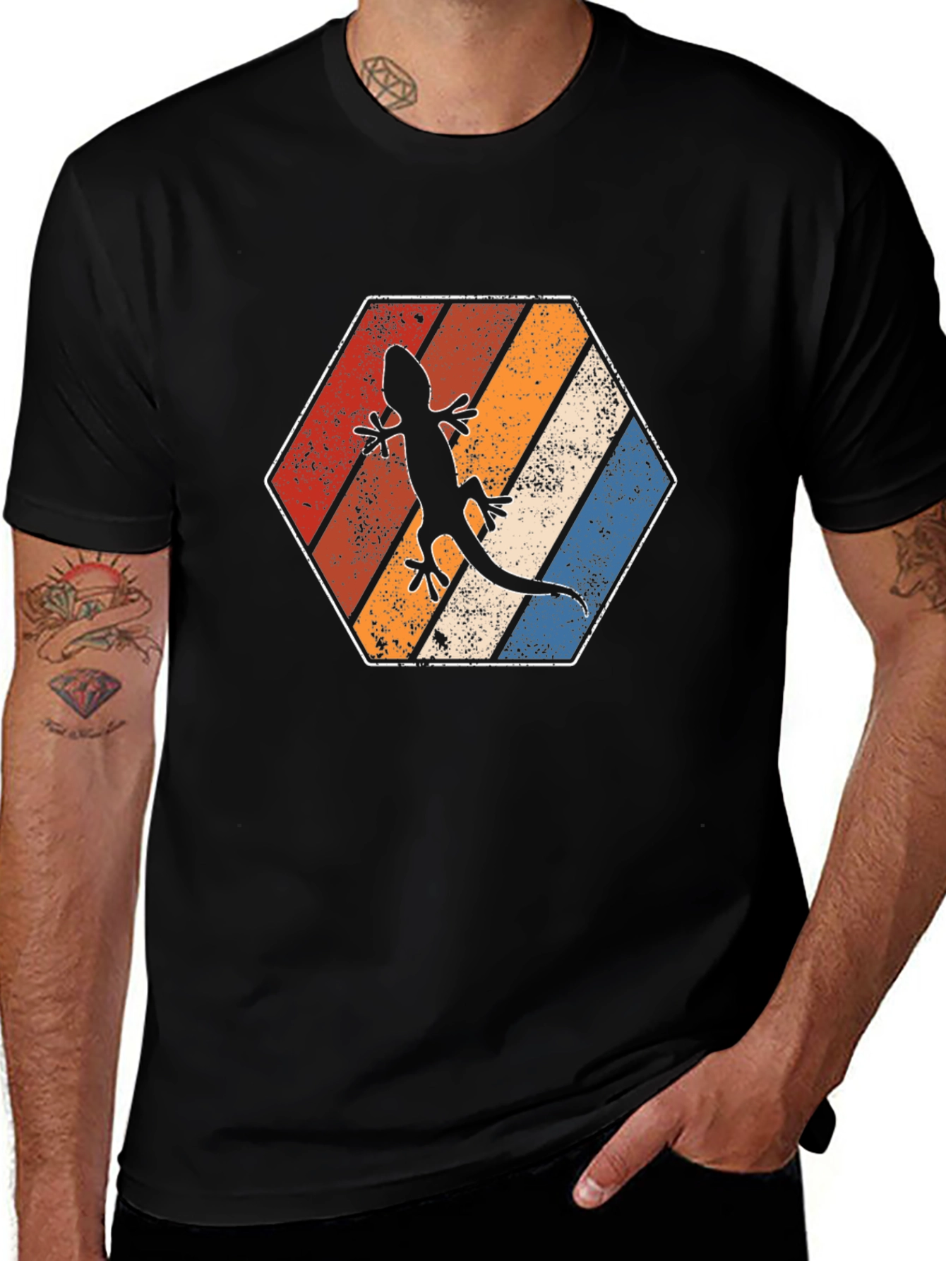 Variant 6 of Retro Lizard T-Shirt, Vintage Hexagon Tee