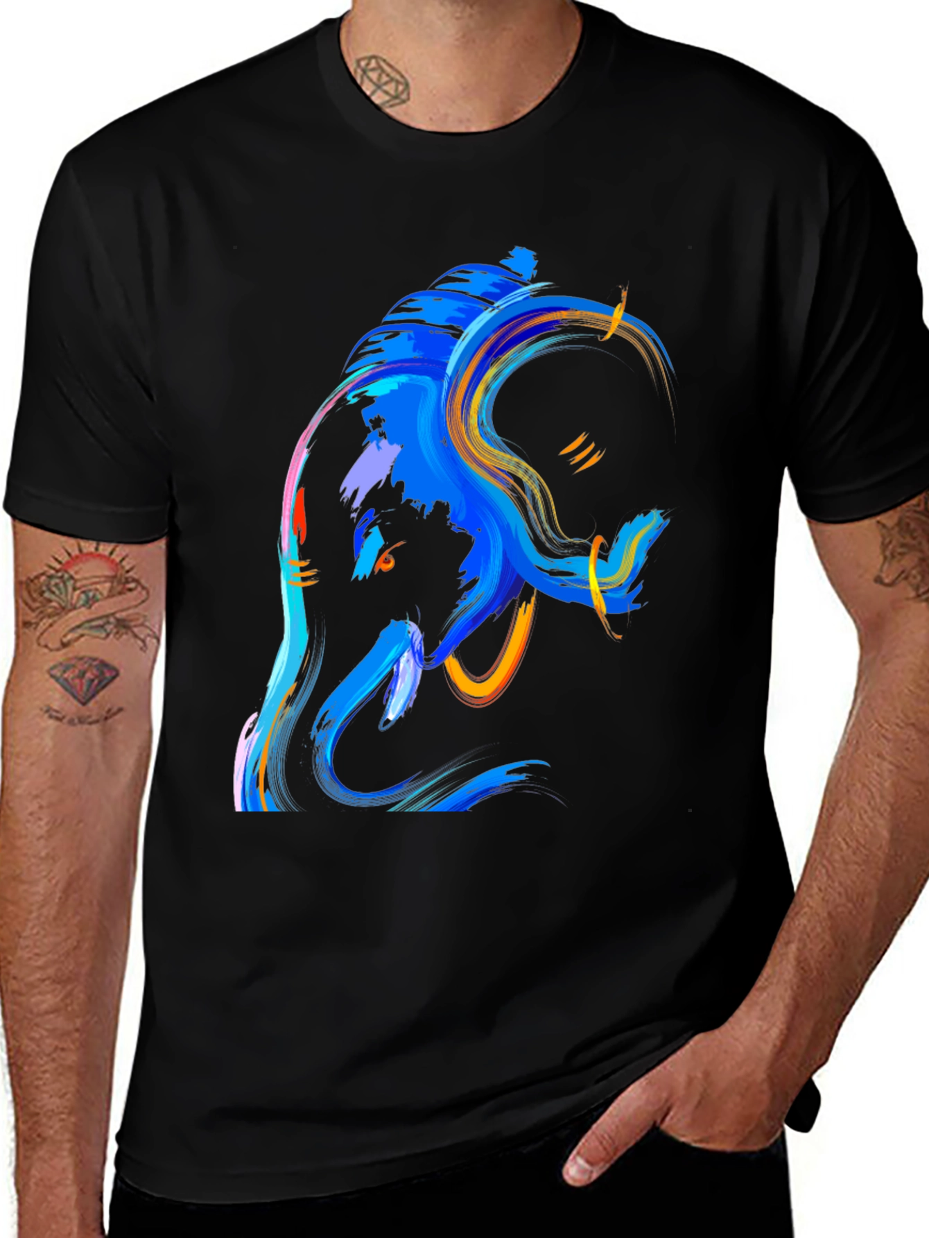 Abstract Ganesha Graphic T-Shirt - Artistic Print