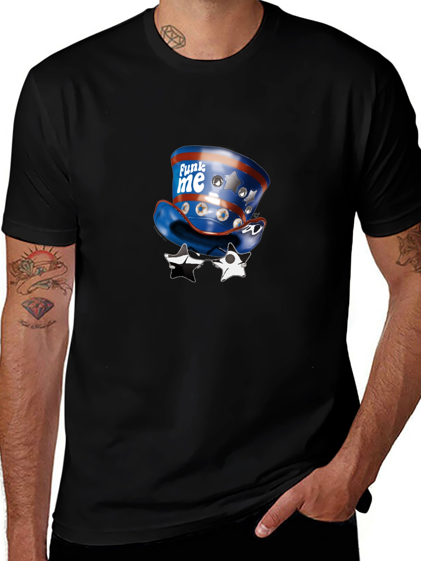 Variant 13 of Funky Patriotic Hat and Glasses Graphic T-Shirt