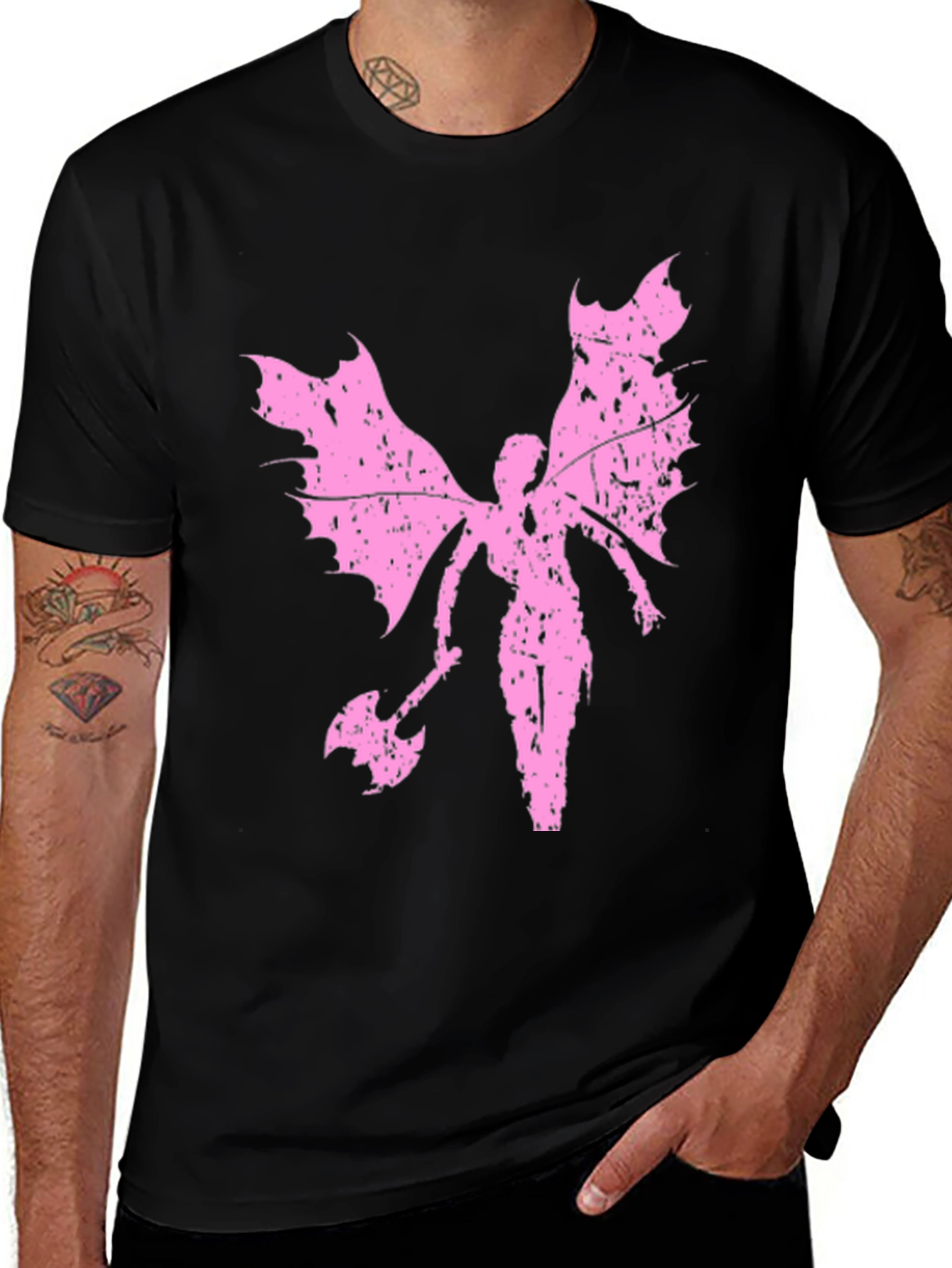 Variant 23 of Grunge Winged Fairy Axe Black T-Shirt